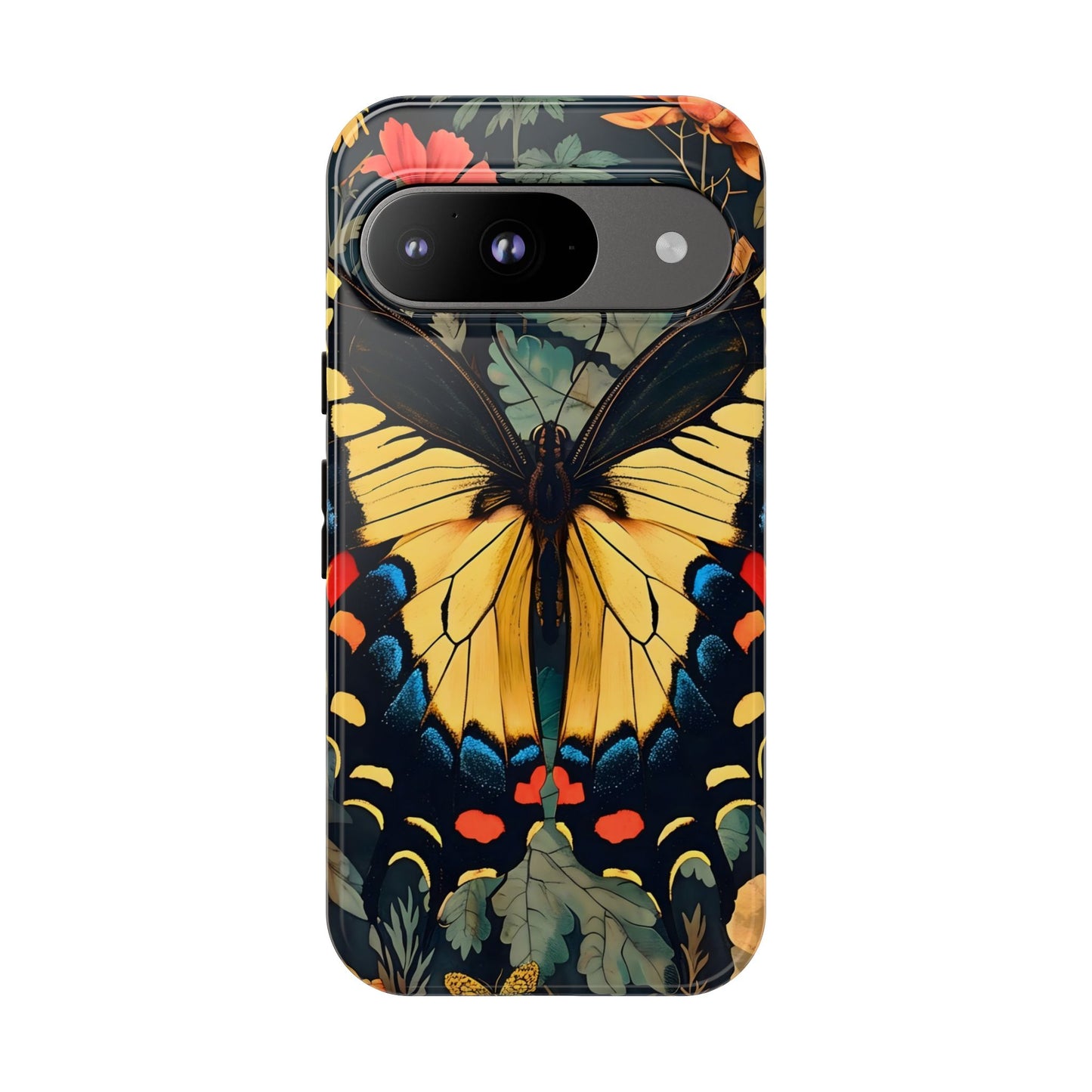 Butterfly Floral Phone Case, Art-inspire Tough Case, Gift for Nature Lovers, Butterfly Pattern Cover, Eco-Friendly Mobile Accessory