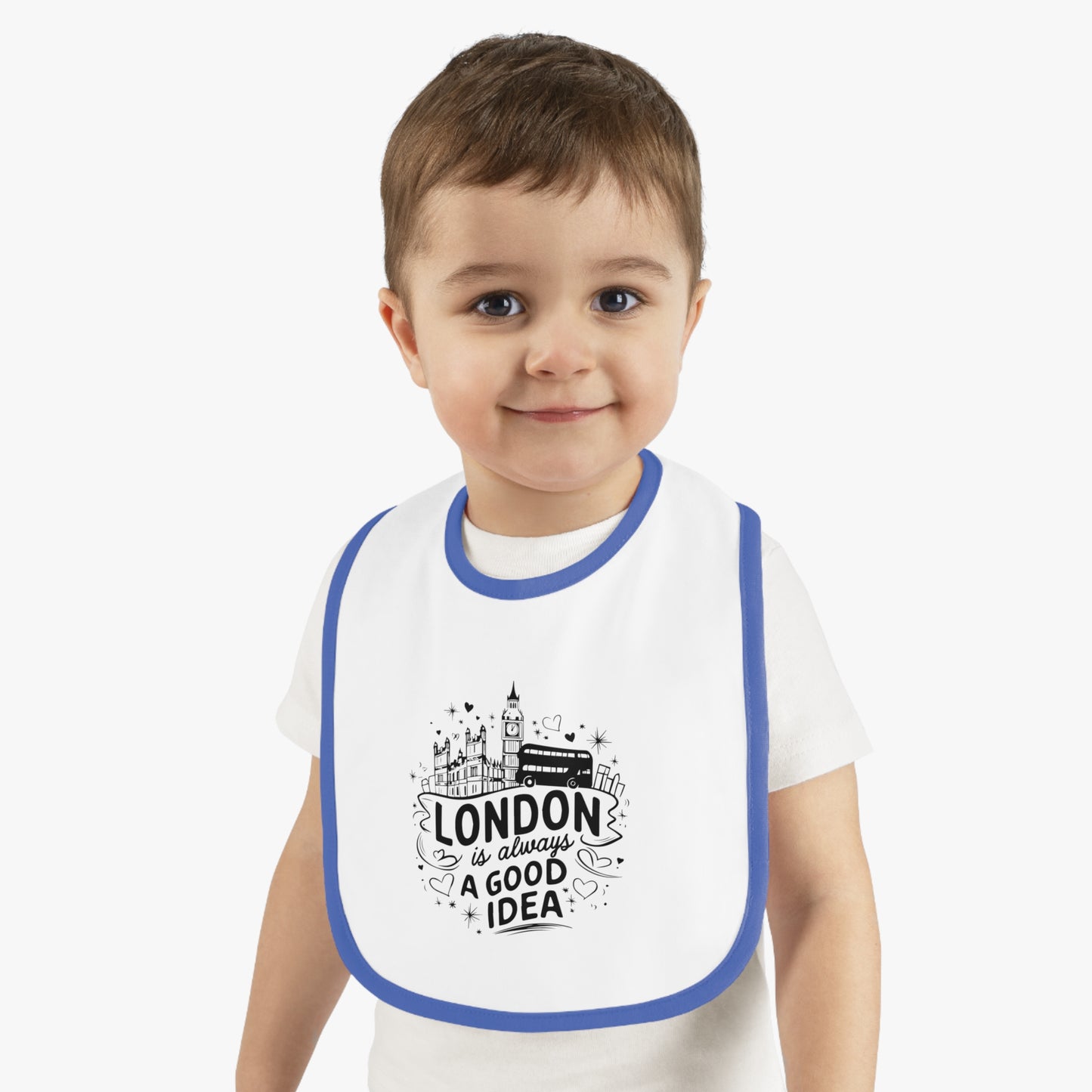 London good tea Baby Bib with London Design - Cute Bib for Infants, Gifts for New Parents, Unique Baby Shower Present, Fun Dining Accessory