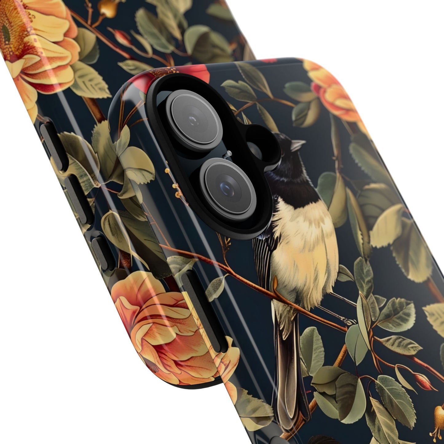 Floral Phone Case with Birds, Botanical iPhone Cover, Bird Lover Gift, Nature-Inspired Accessories, Eco-Friendly Mobile Case