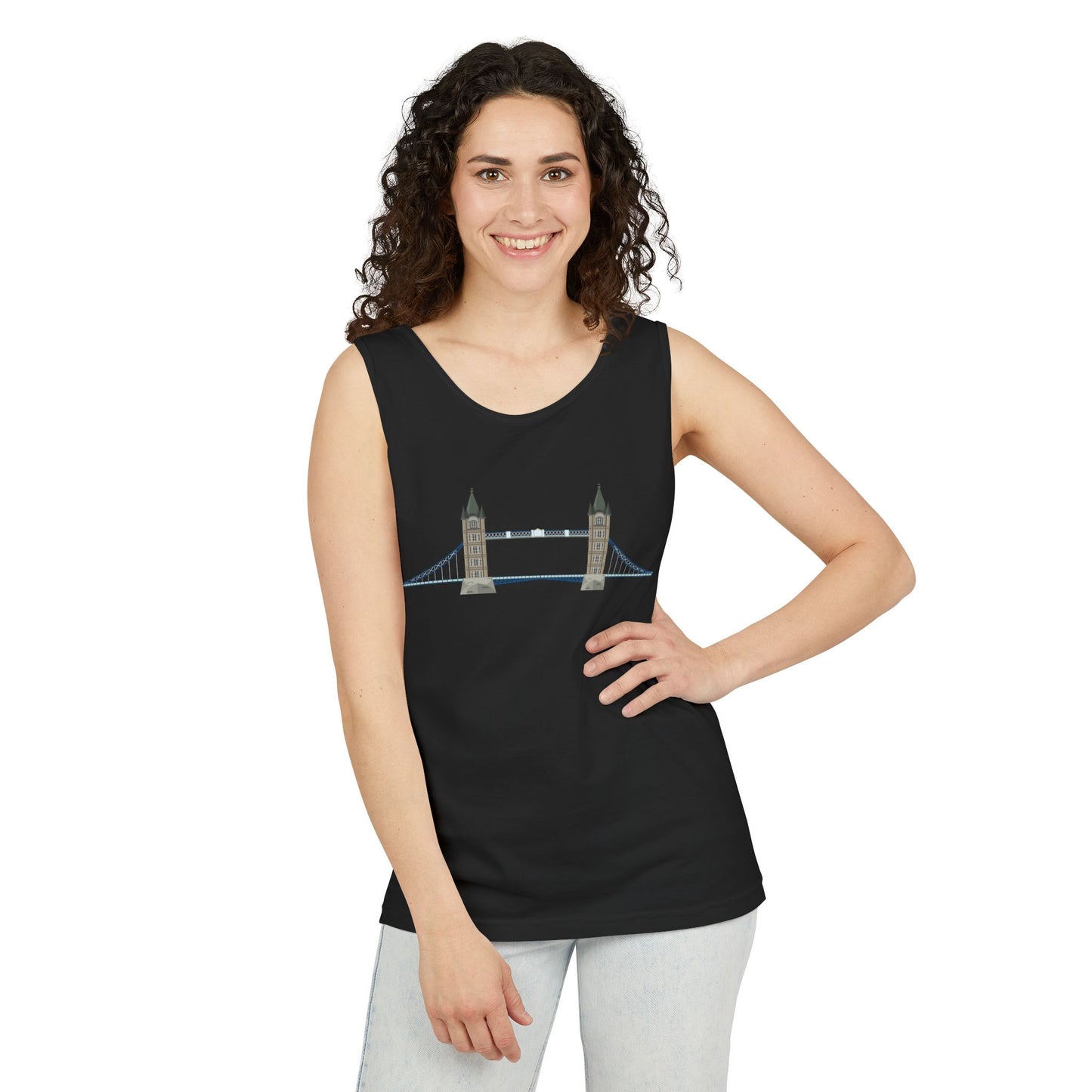 Unisex Garment-Dyed Tank Top - Tower Bridge - Iconic London Landmark