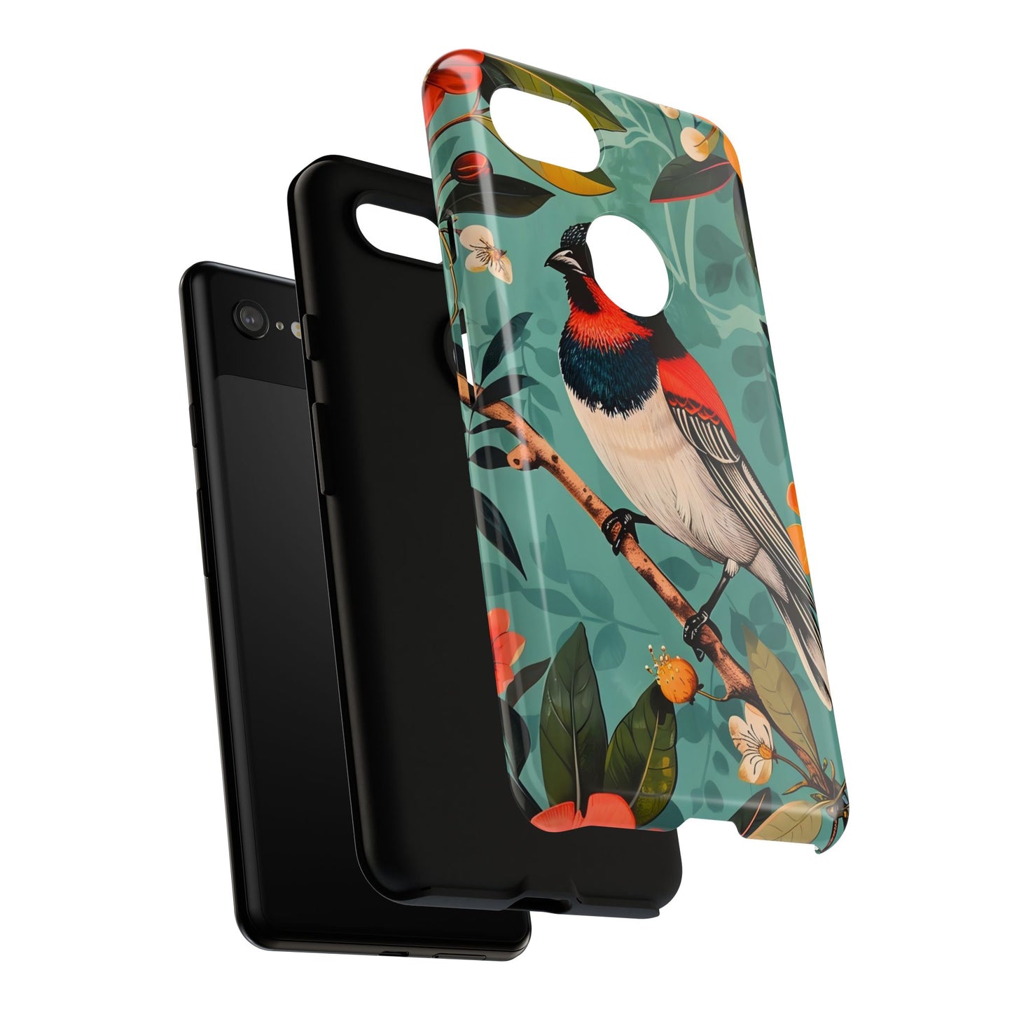 Tough Cases - Floral Bird Phone Case, Colorful Phone Cover, Nature Lover's Gift, Stylish Phone Accessory, Unique Gift Idea