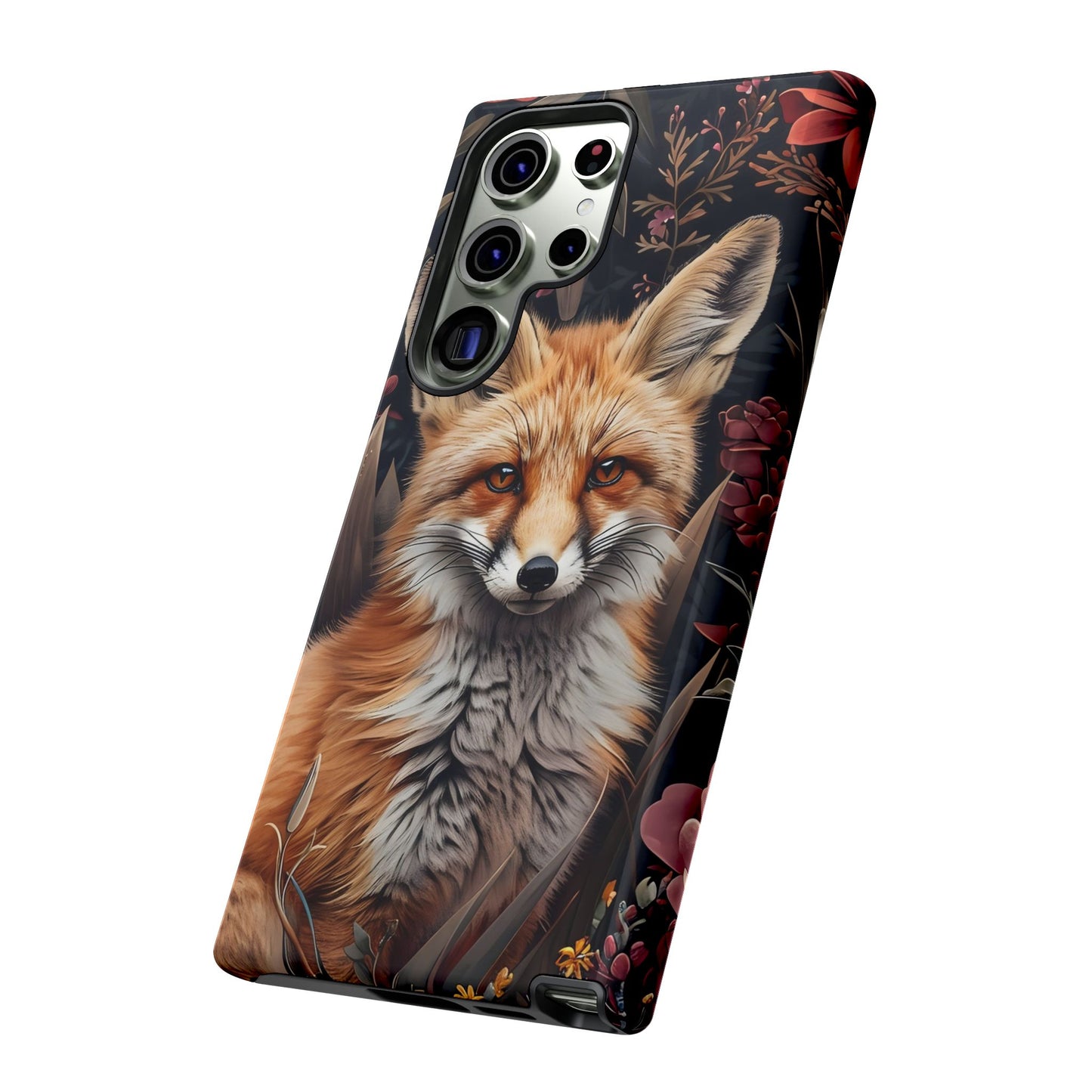 Fox Floral Phone Case, Tough Cases for Animal Lovers, Nature Themed Gift, Cute Phone Cover, Wild Fox Protector