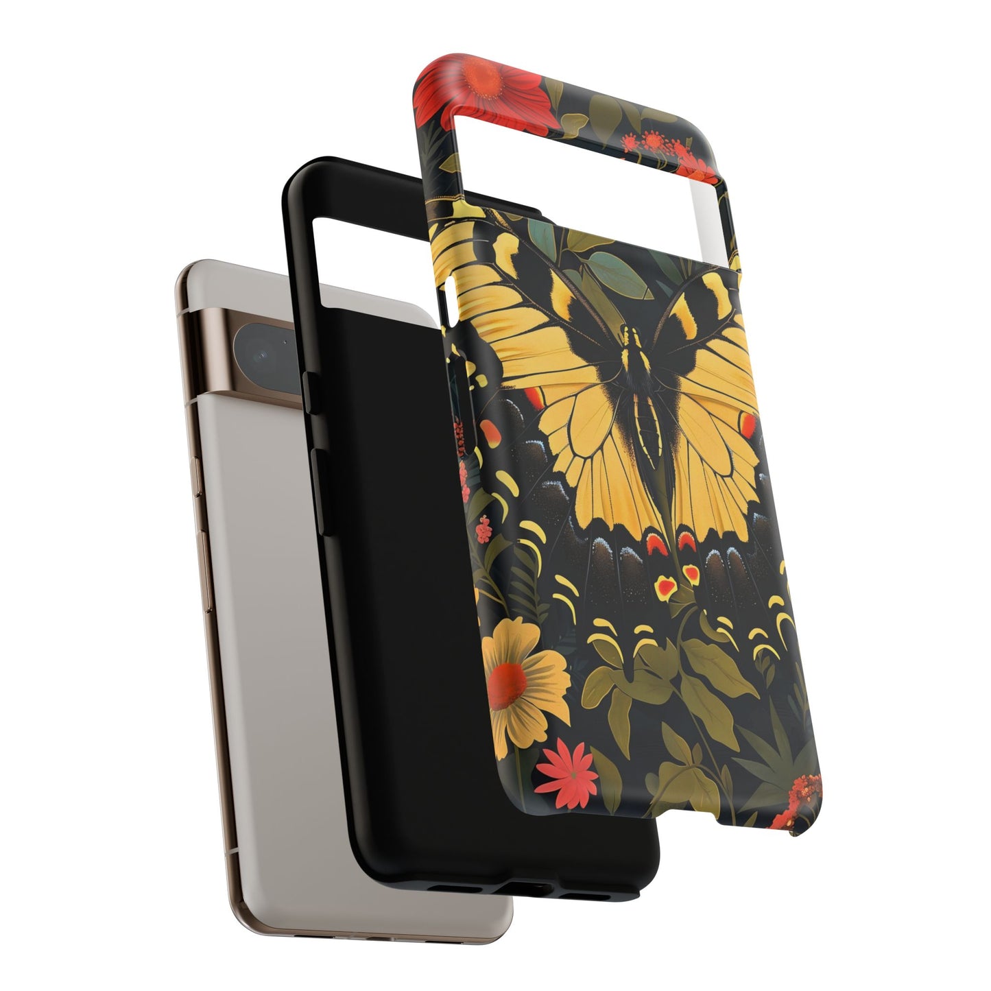 Butterfly Floral Phone Case, Tough Cases with Vibrant Design, Protective Cover for Nature Lovers, Gift for Her