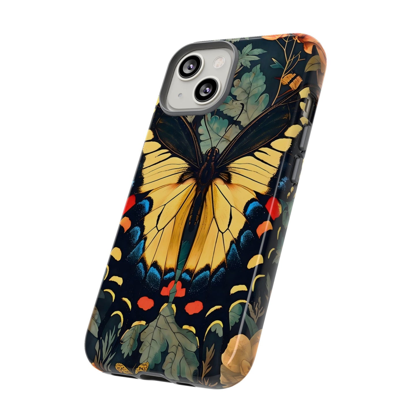 Butterfly Floral Phone Case, Art-inspire Tough Case, Gift for Nature Lovers, Butterfly Pattern Cover, Eco-Friendly Mobile Accessory