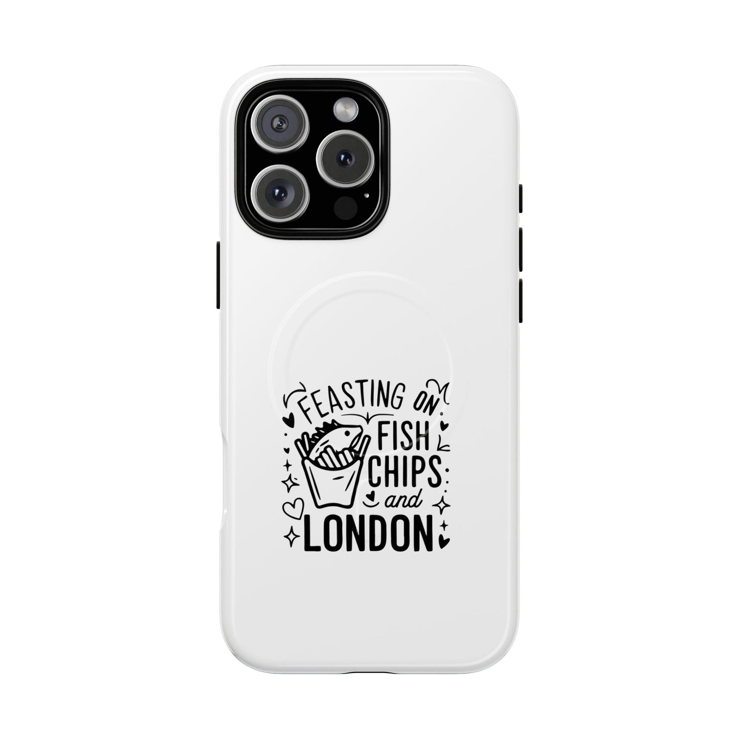 Fish and Chips Magnetic Phone Case, Travel Gift, London Souvenir, Cute Phone Cover, Unique Cell Phone Accessories, Fun British Design