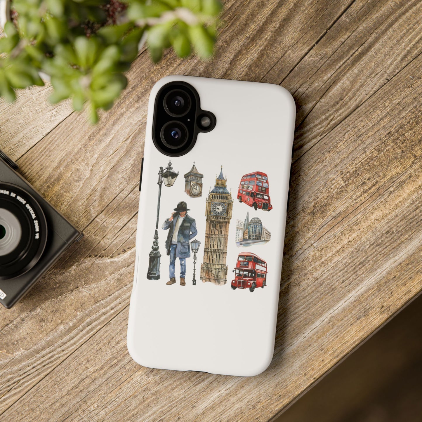 London Iconic Design Phone Case, Tough Cases, Gift for Travelers, London Souvenir, London Icons, Red Bus Phone Case