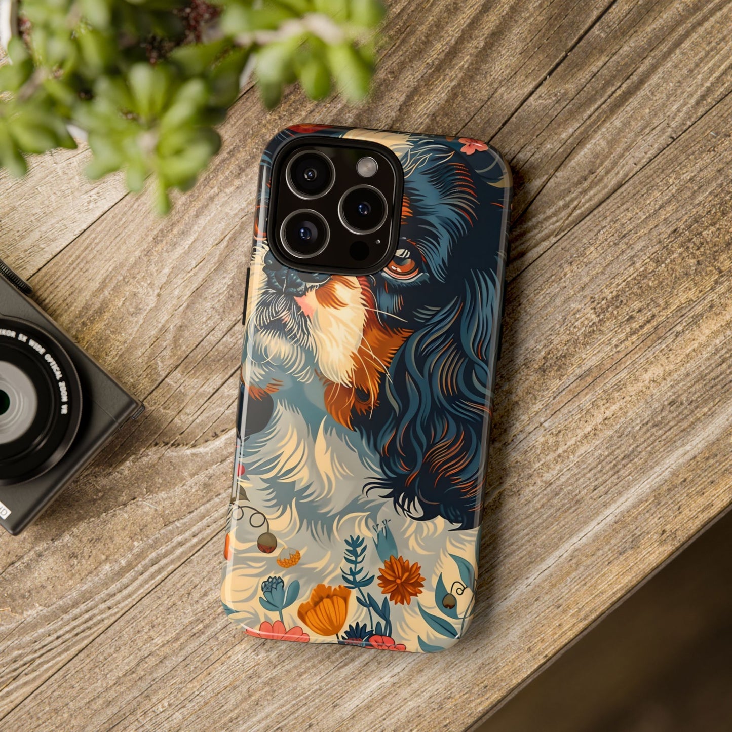 Cavalier King Charles Spaniel Phone Case, Floral Dog Lover Gift, Tough Phone Cover, Pet Owner Accessory, Unique Dog Design