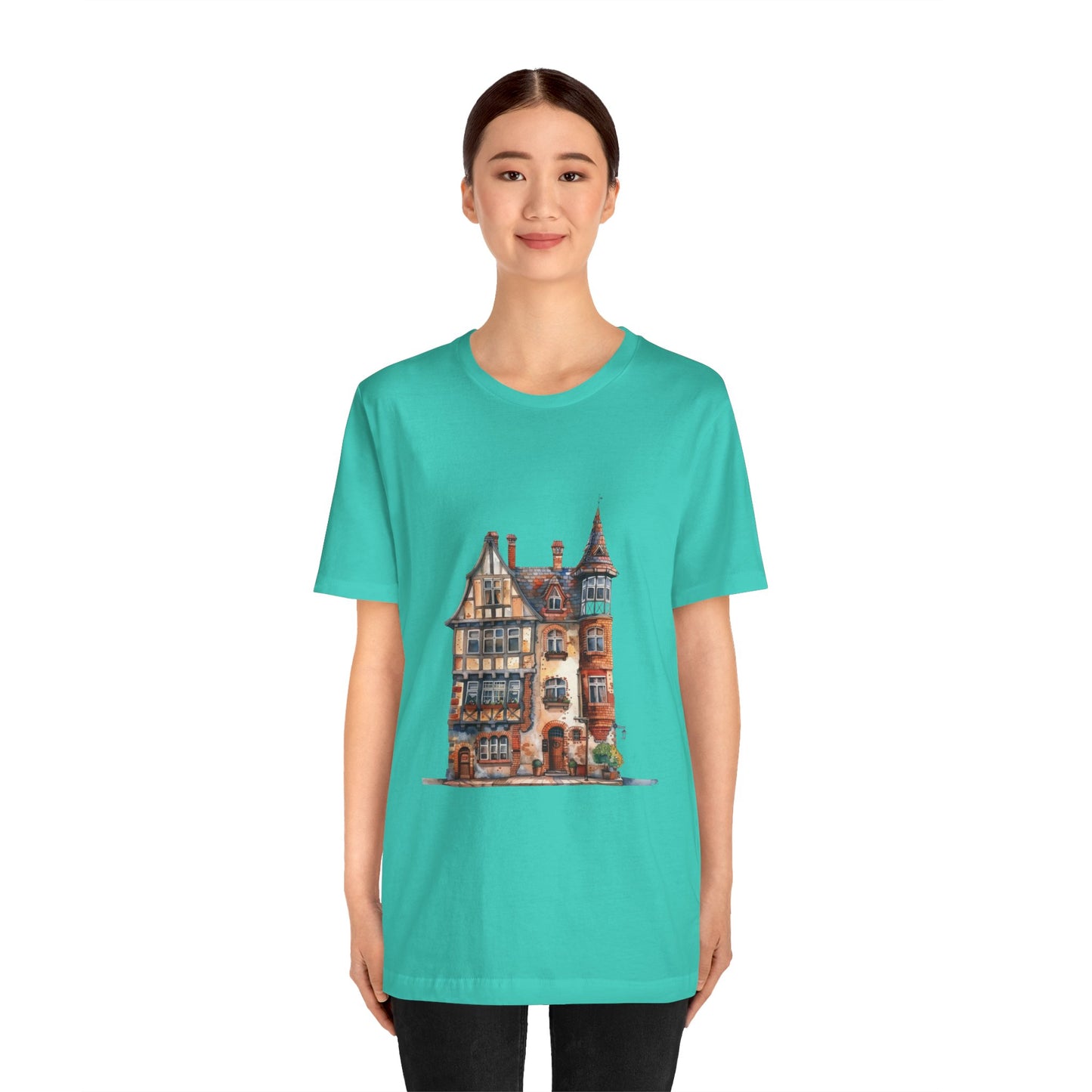 Unisex Jersey Short Sleeve Tee - Countryside Charm - The Classic British Village House