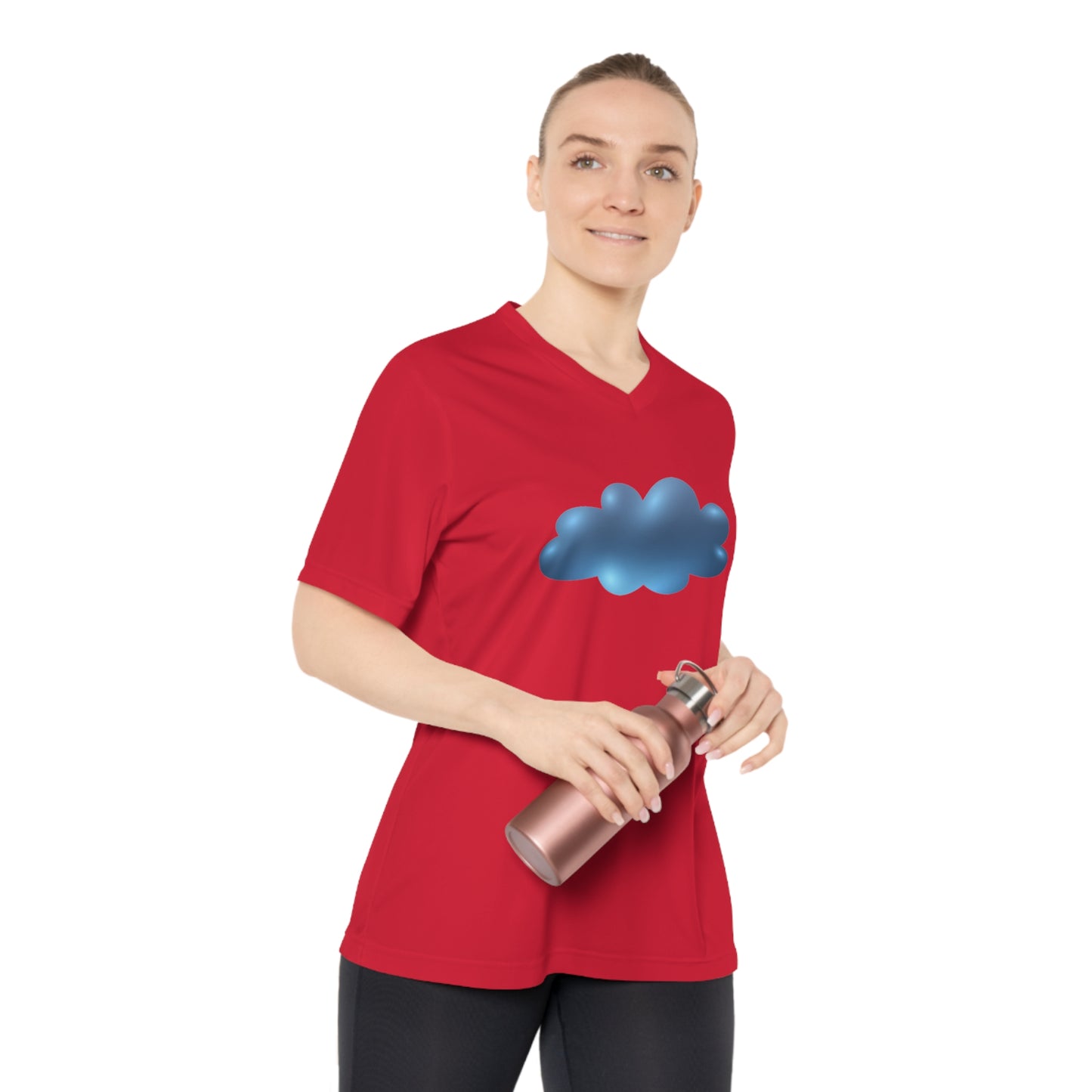 Women's Performance V-Neck T-Shirt - Relaxing Cloud Design for Active Living - Dreamy Cloud Design