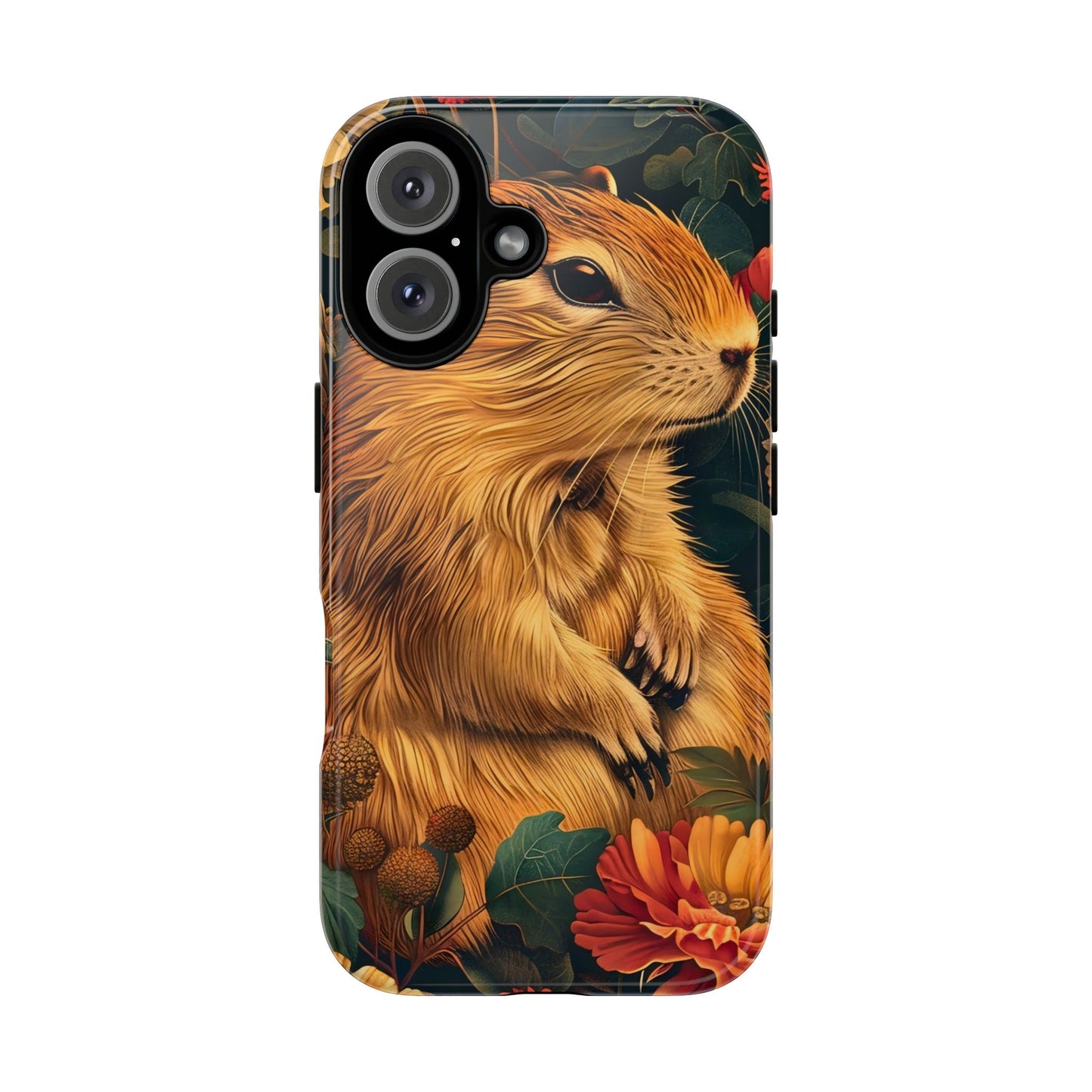 Cute Animal Phone Case, Floral Design Tough Cases for Nature Lovers, Gifts for Her, Customizable Mobile Accessory, Pet Lover Phone Cover