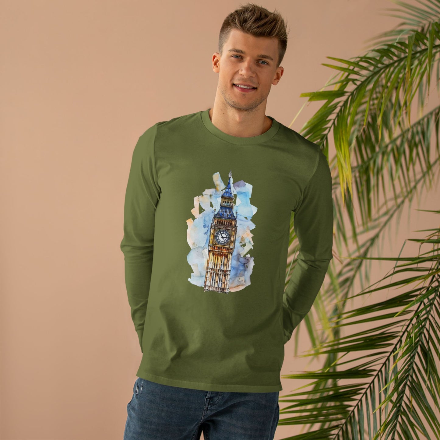 Men’s Base Longsleeve Tee - Iconic Big Ben Clock Tower Design