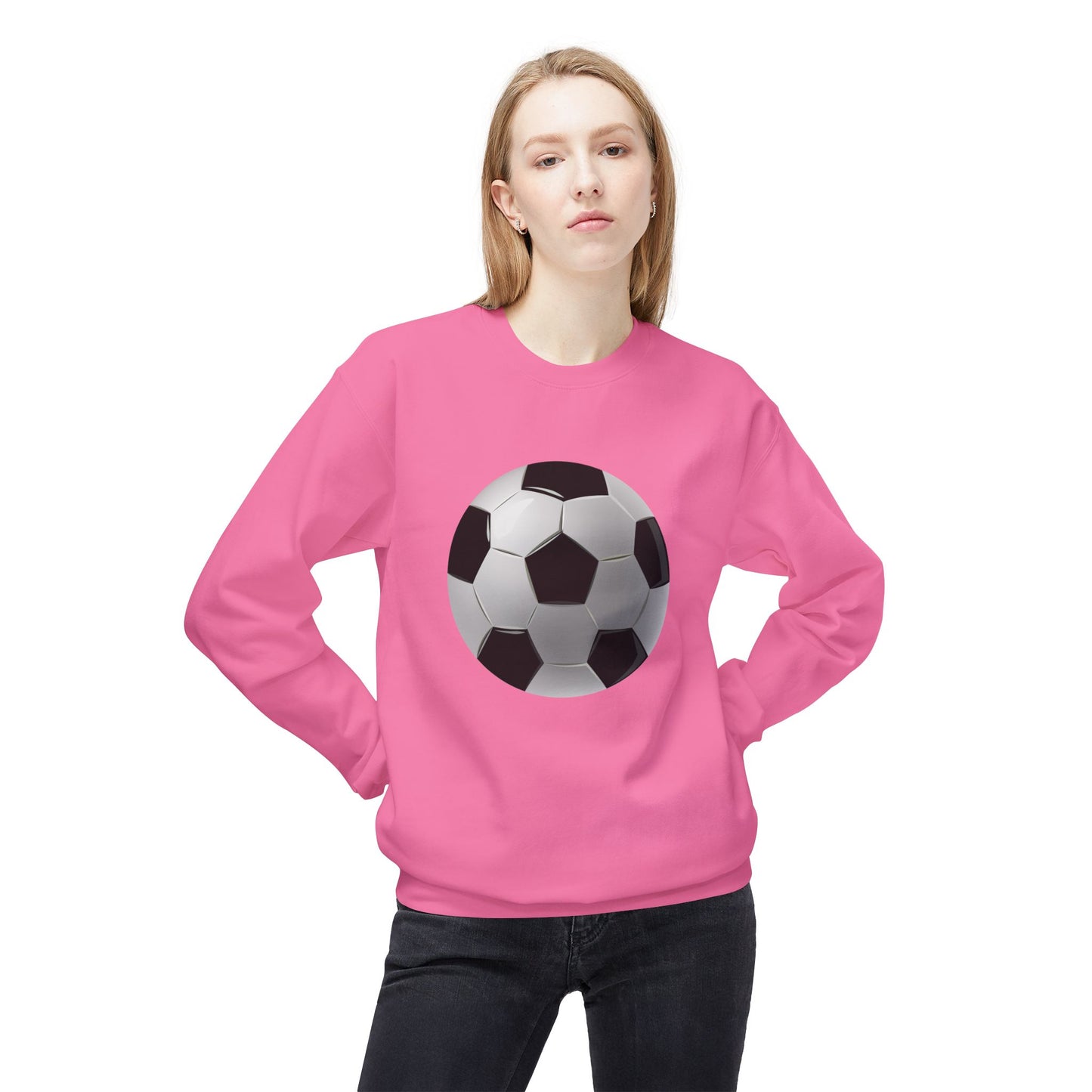 Unisex Midweight Softstyle Fleece Crewneck Sweatshirt - Dynamic Football Design - Sports Passion and Energy