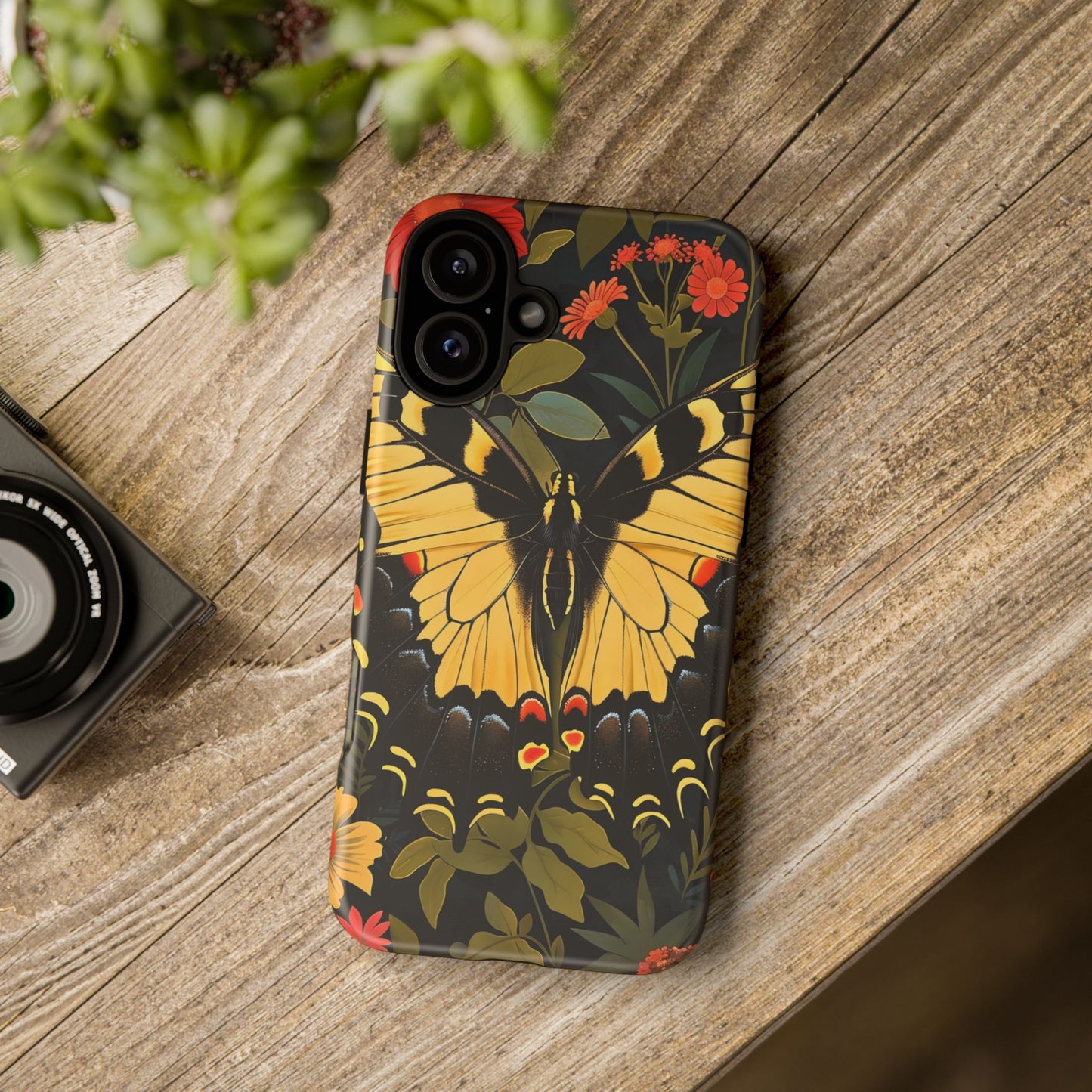 Butterfly Floral Phone Case, Tough Cases with Vibrant Design, Protective Cover for Nature Lovers, Gift for Her