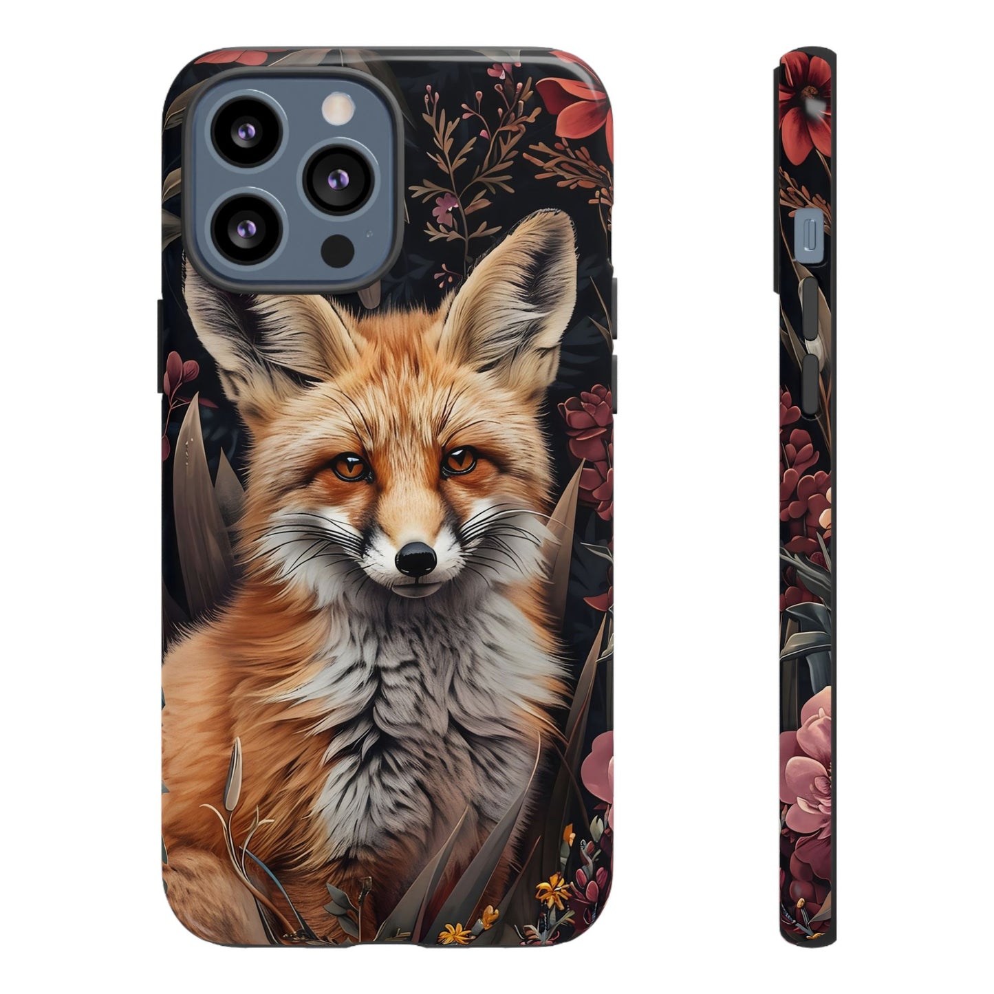 Fox Floral Phone Case, Tough Cases for Animal Lovers, Nature Themed Gift, Cute Phone Cover, Wild Fox Protector