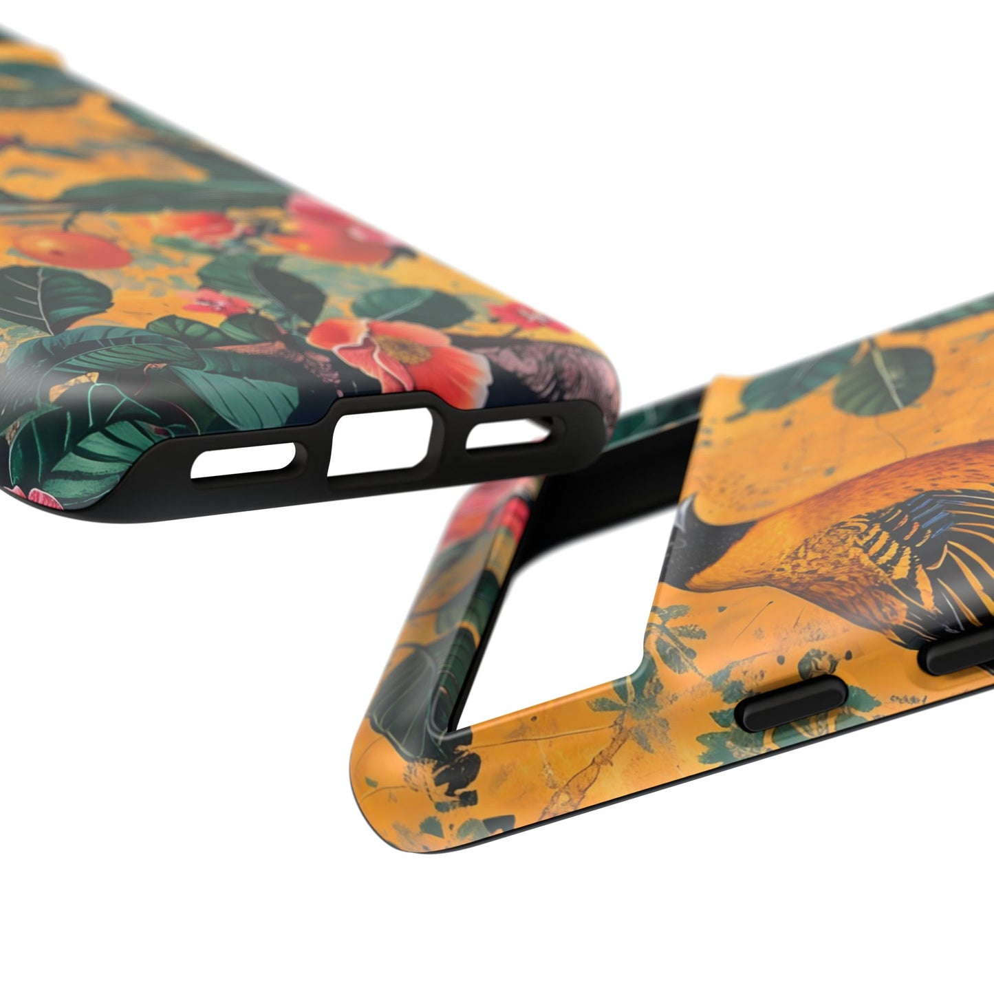Colorful Floral Phone Case, Tough Cases, Nature-Inspired, Bird Design, Eco-Friendly Gift, Phone Protector for Spring