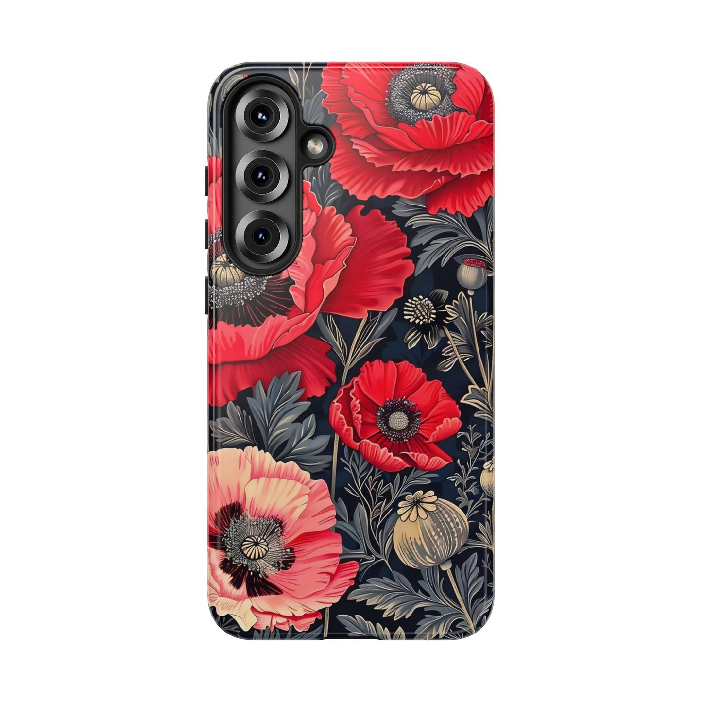 Floral Phone Case with Artistic Poppies, Tough Cases, Flower Design, Nature Lover Gift, Customizable Mobile Cover, Stylish Phone Accessories