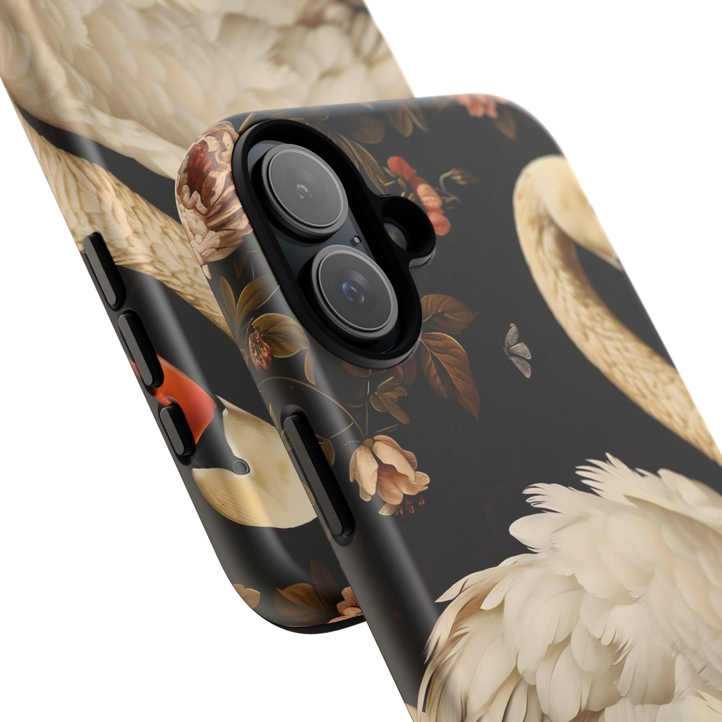 Elegant Swan Phone Case, Floral iPhone Cover, Tough Phone Case, Gift for Her, Nature Lover, Mother's Day, Birthday