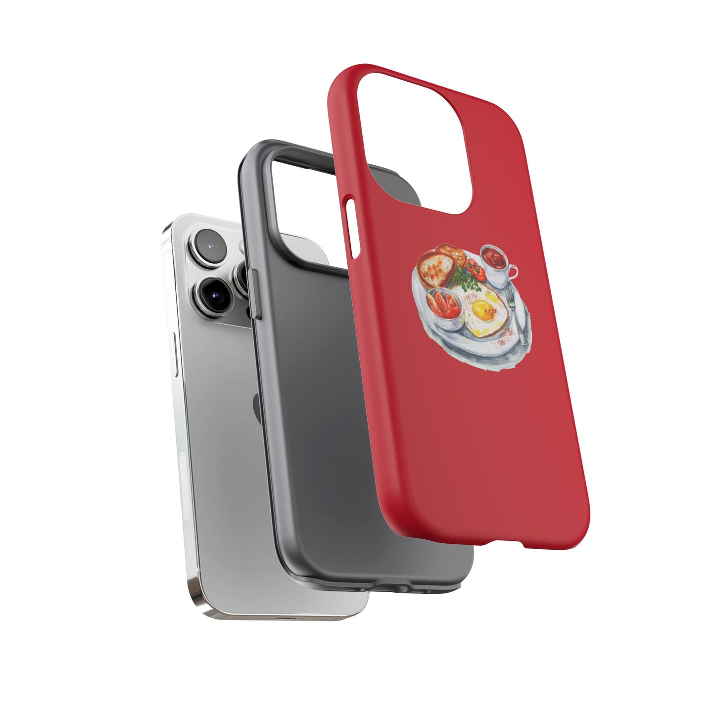 Breakfast-Inspired Phone Case, Tough Phone Covers, Foodie Gifts, Unique Accessories, Cute Kitchen Decor, Red Phone Case
