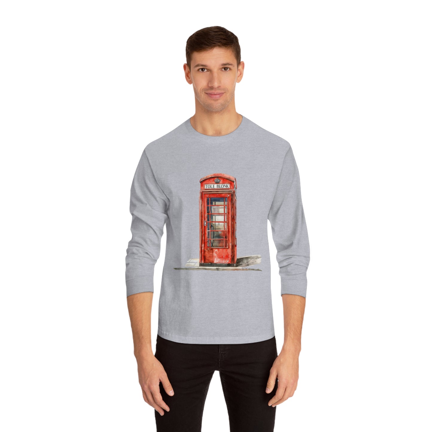 Unisex Classic Long Sleeve T-Shirt - Iconic British Public Telephone - Classic Red Phone Box