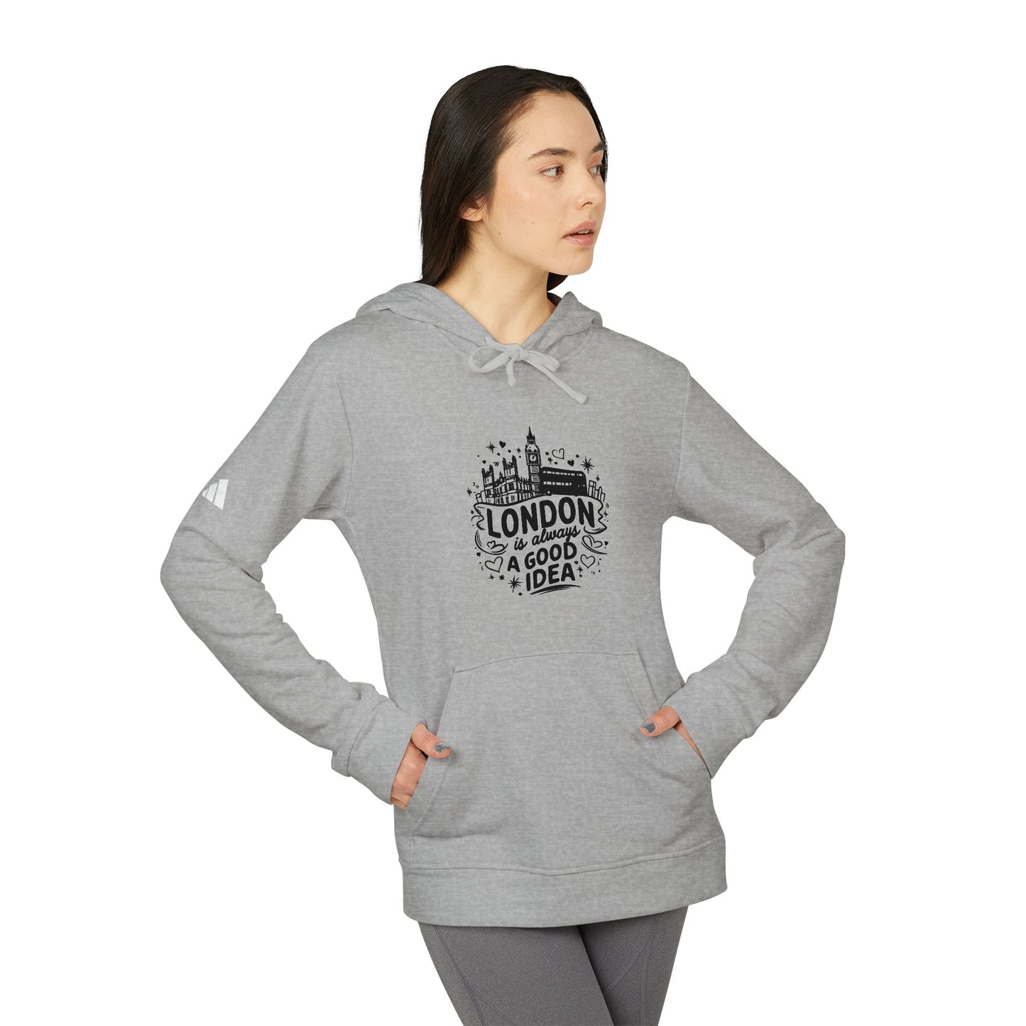 Adidas Unisex Fleece Hoodie - 'London is a Good Idea' Graphic Sweatshirt
