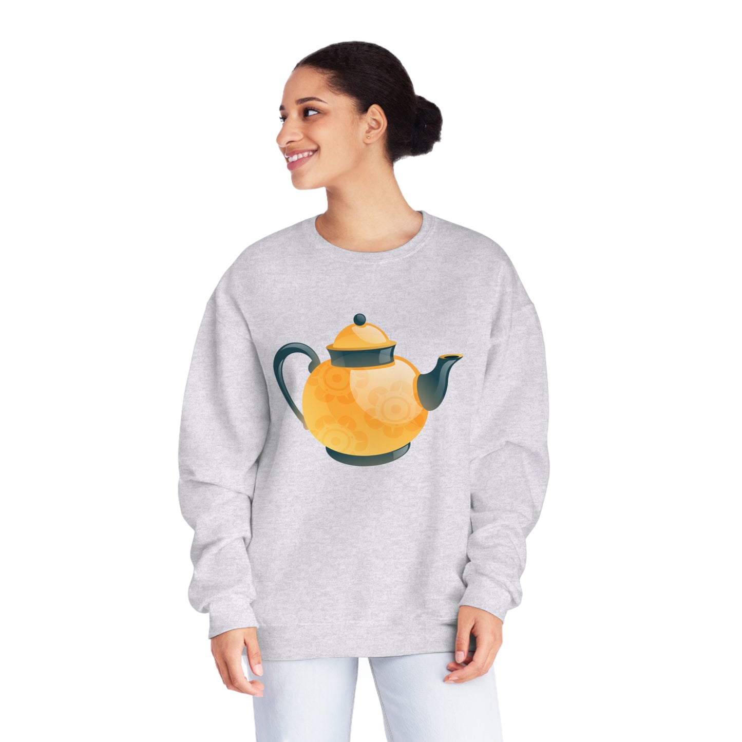 Unisex NuBlend® Crewneck Sweatshirt - Classic British Tea Kettle - Timeless Elegance in Tea Time