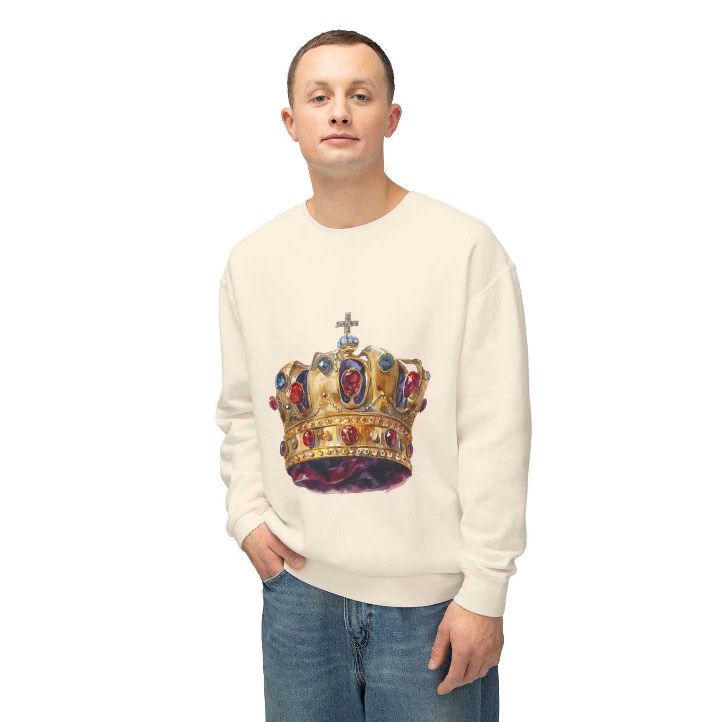 Unisex Lightweight Crewneck Sweatshirt - British Royal Crown - Symbol of Regal Elegance and Authority