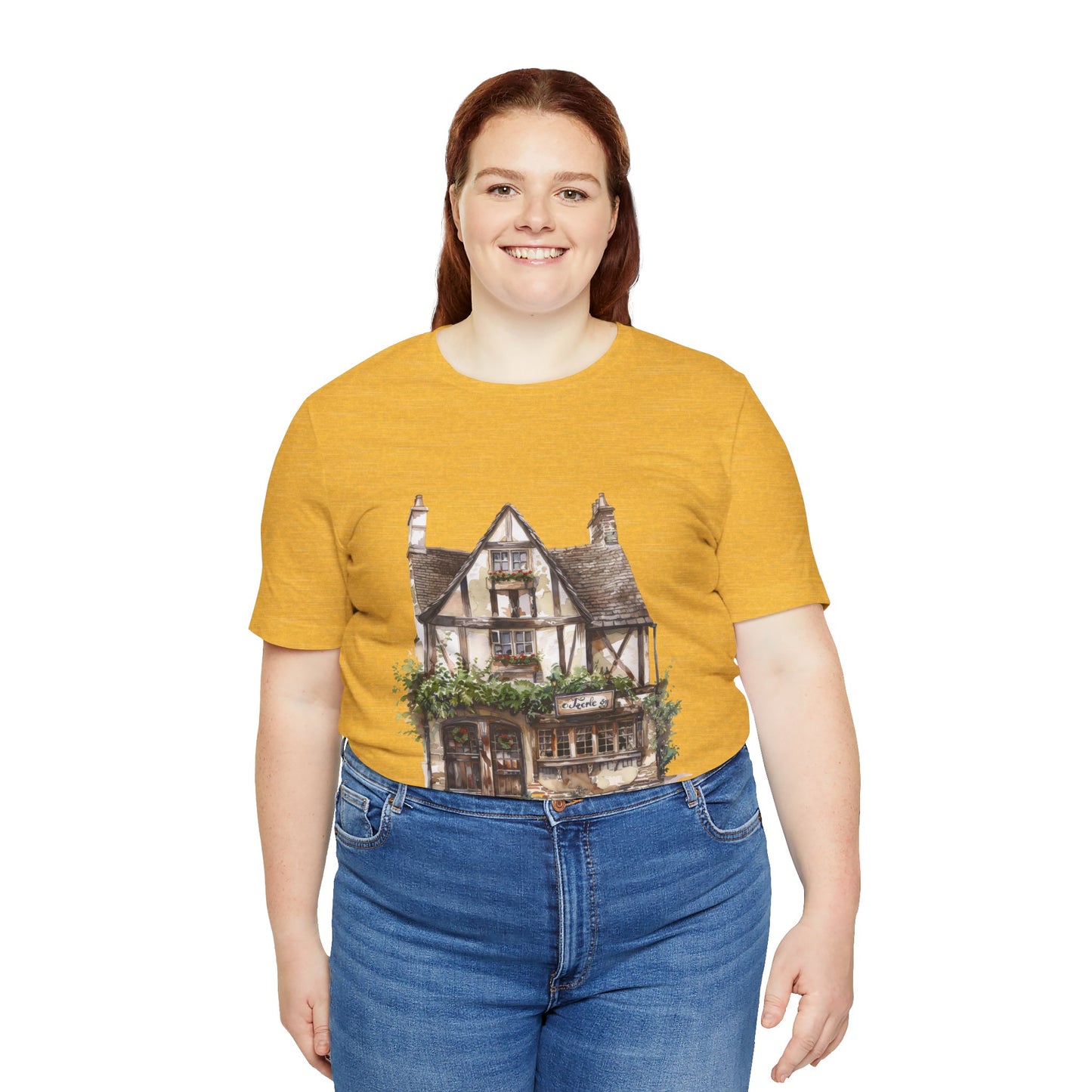Unisex Jersey Short Sleeve Tee - Cottages & Cobblestones - A British Village Dream