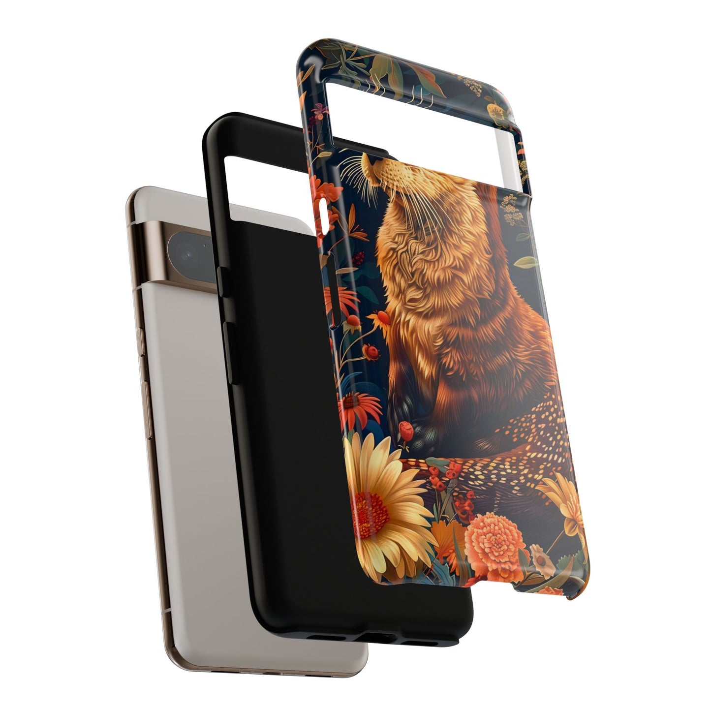 Otter Phone Case, Floral Otter Design, Tough Phone Cover, Nature Lover Gift, Cute Animal Accessories