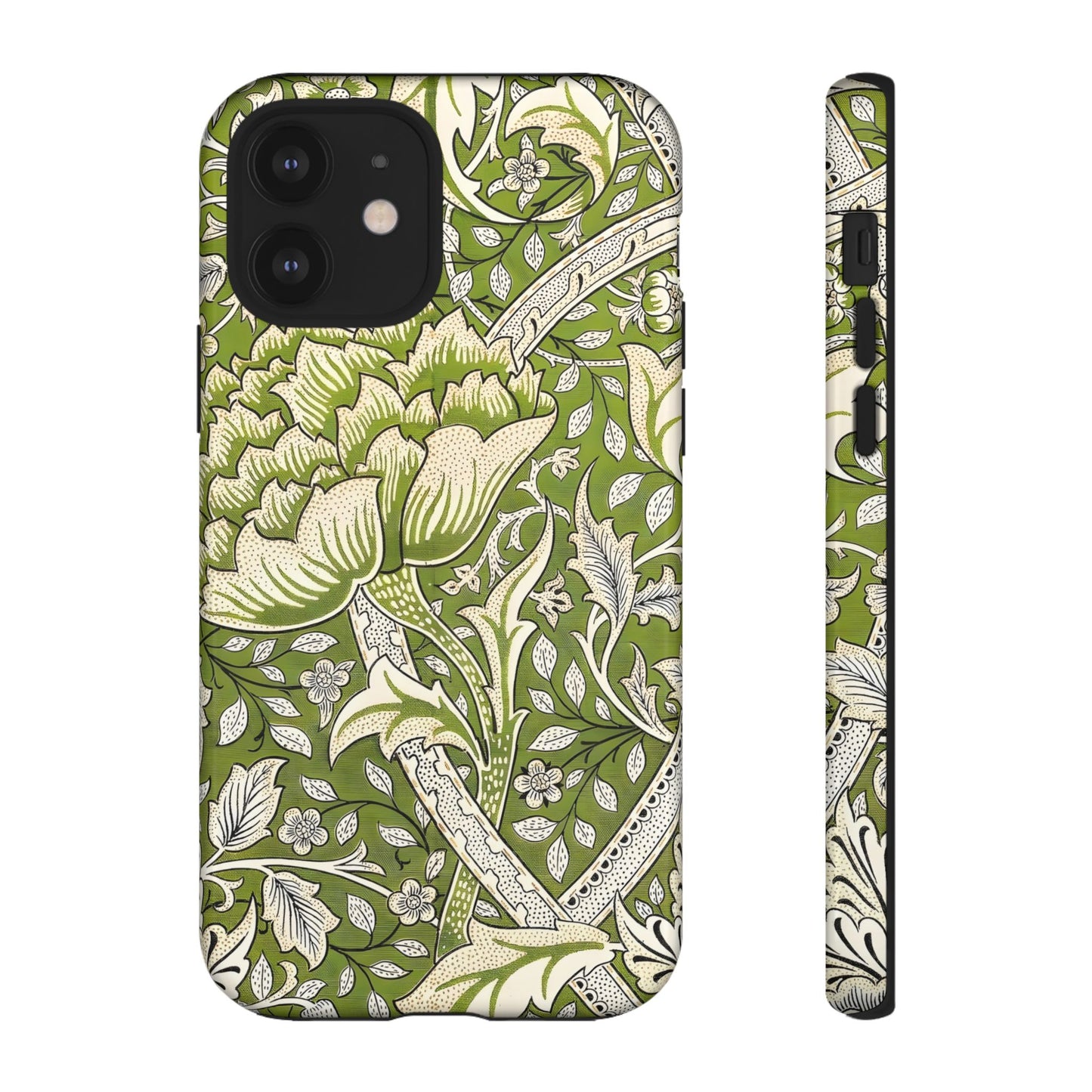 Stylish Phone Case with Floral Design, Durable Protective Cover for iPhone, Unique Gift for Birthdays, Mother's Day, Green Aesthetic