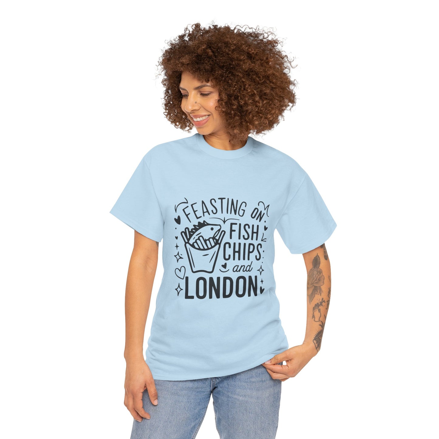 Unisex Heavy Cotton Tee - Fish Chips and London
