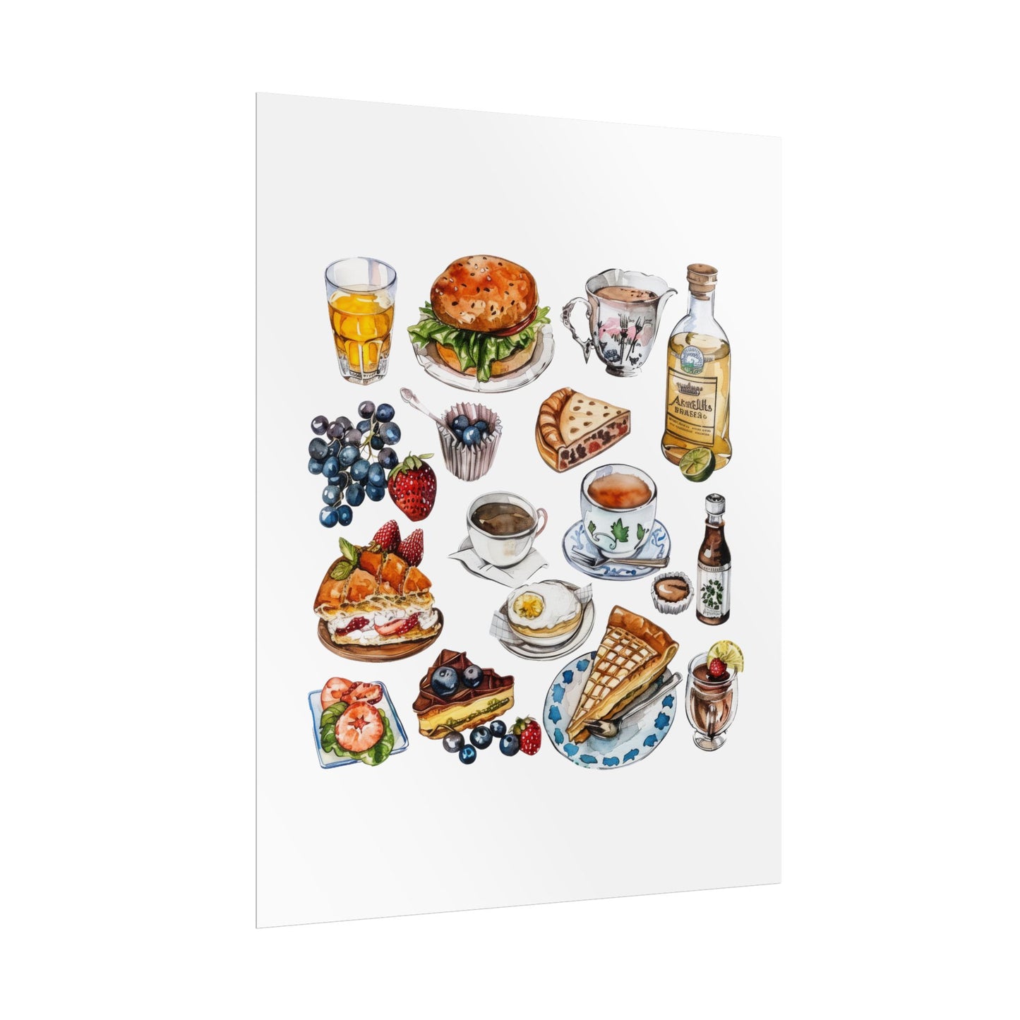 Foodie Wall Art Print, Kitchen Decor, Gourmet Food Poster, Culinary Art for Food Lovers, Cafe Aesthetic Home Decor