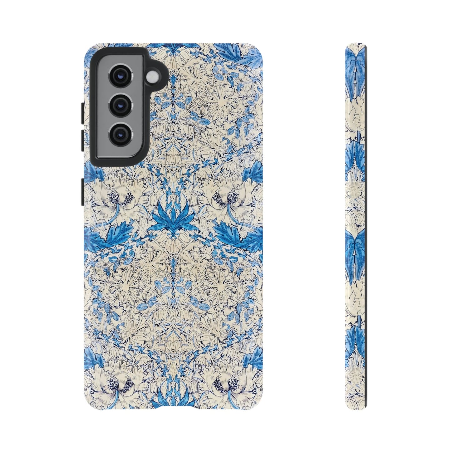 Elegant Floral Phone Case, Tough iPhone Cover, Stylish Mobile Protector, Blue Patterned Case, Unique Gift for Her