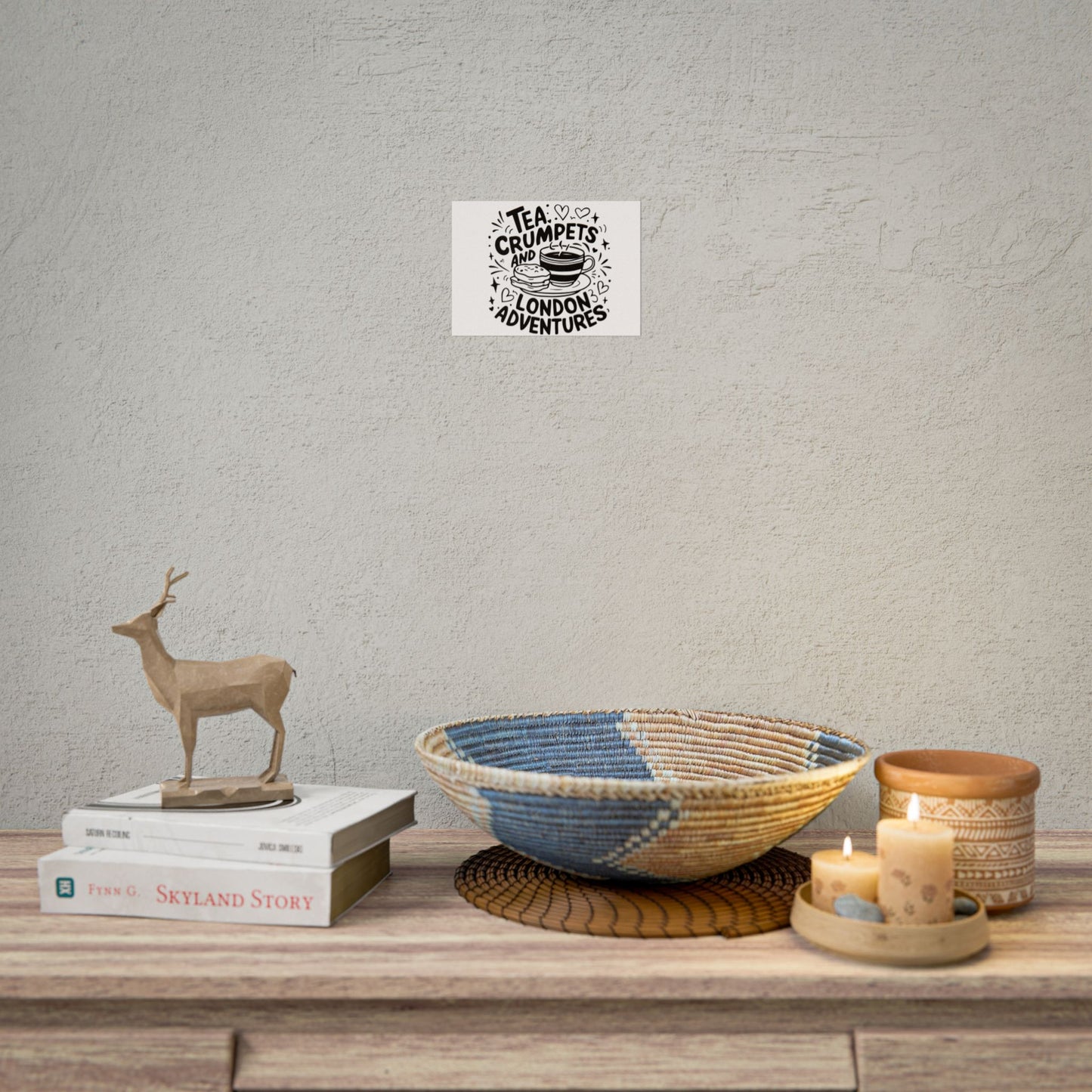 London Adventure Tea Crumpet Rolled Poster, Cute Wall Art, Gift for Tea Lovers, Home Decor, Travel Enthusiasts