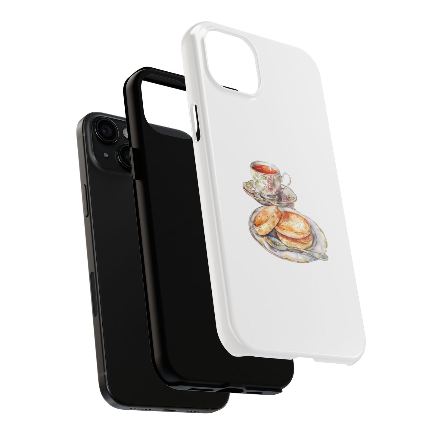 Delightful Tea Time Phone Cases with Biscuit & Tea Design