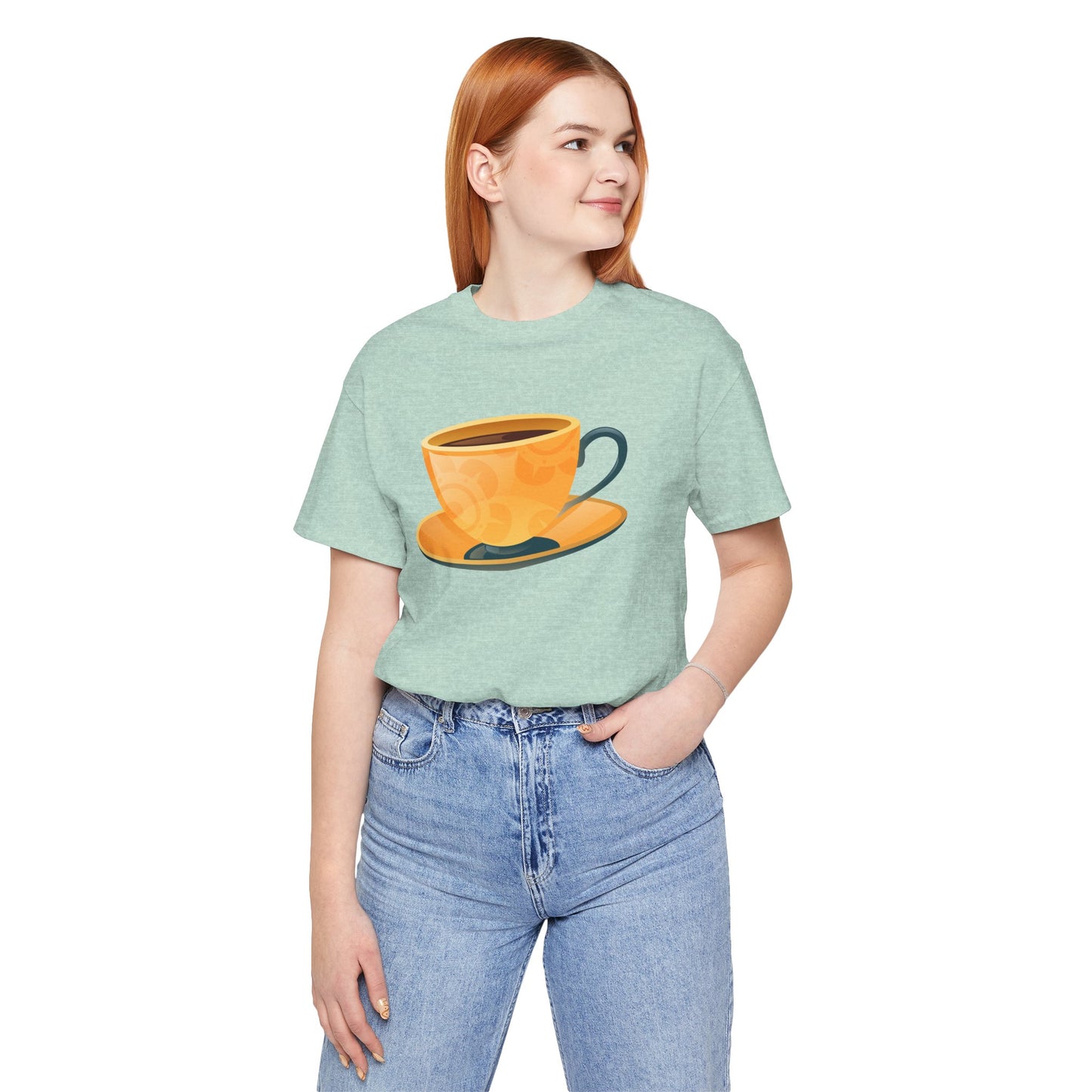 Unisex Jersey Short Sleeve Tee - Elegant British Tea Cup - Classic Tea Time Style