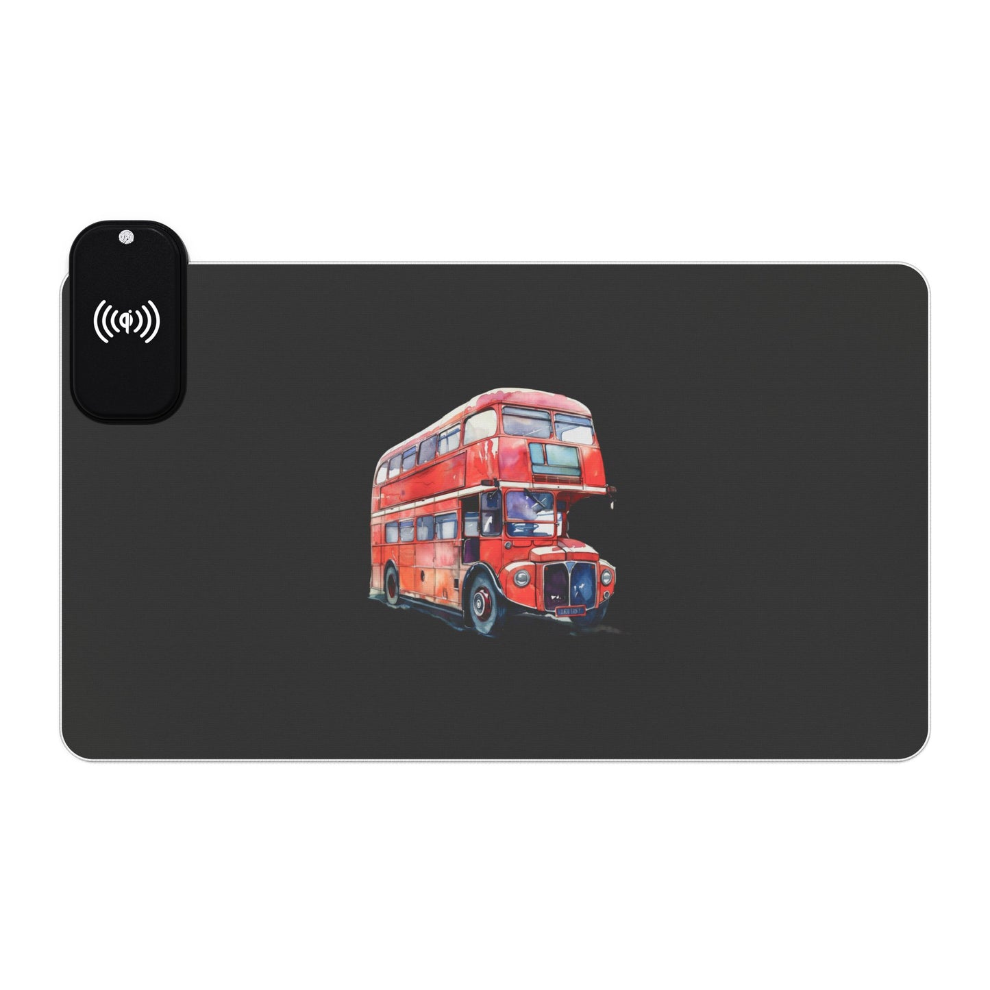 Red Double-Decker Bus – Ride Through London - LED Gaming Mouse Pad with Wireless Charging, RGB Desk Accessory for Gamers, Ideal Gift for Christmas, Birthday, Office Decor