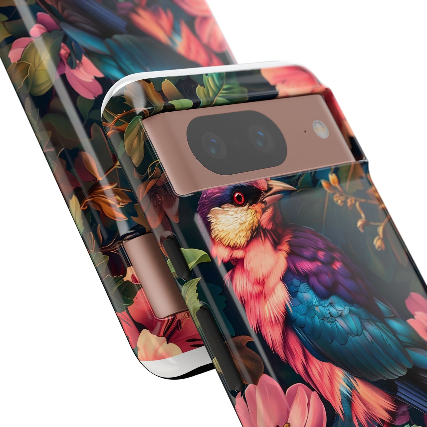 Tough Cases: Vibrant Tropical Bird Phone Case, Floral Smartphone Cover, Nature Lover Gift, Boho Phone Accessory, Cute Bird Case