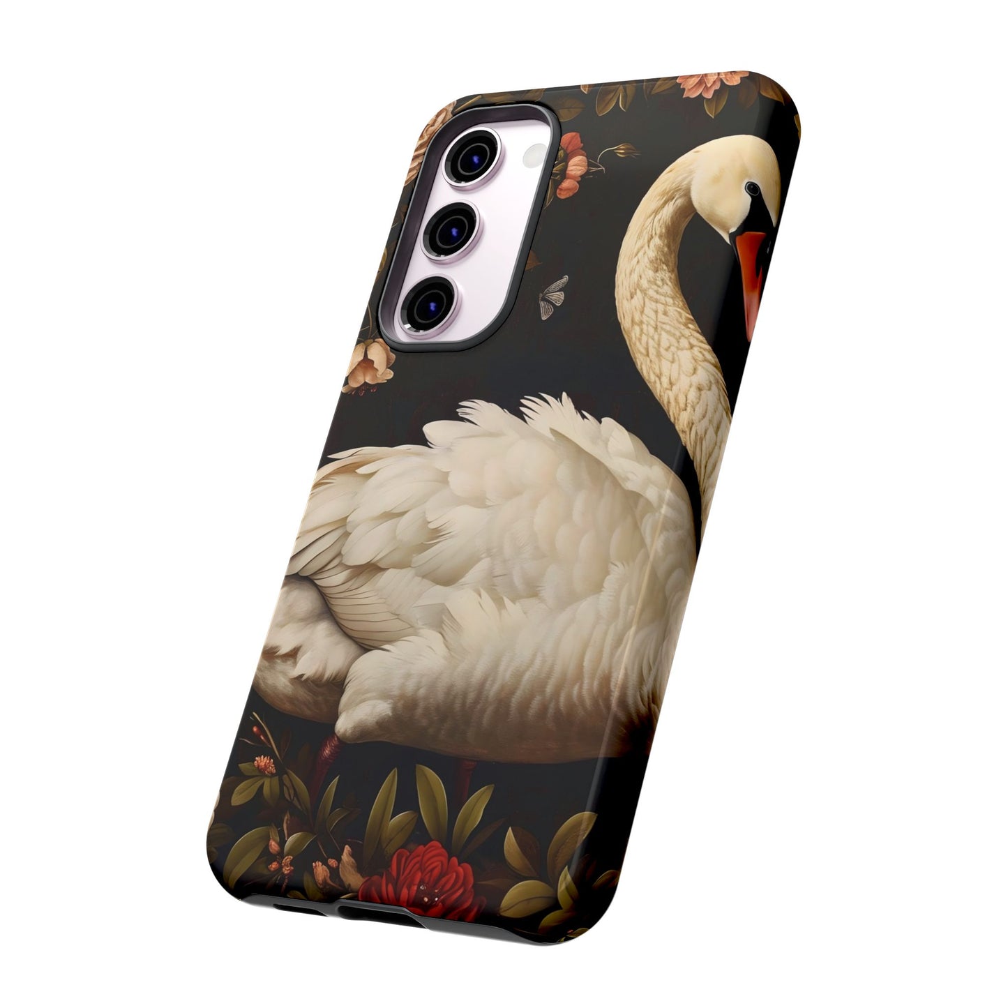 Elegant Swan Phone Case, Floral iPhone Cover, Tough Phone Case, Gift for Her, Nature Lover, Mother's Day, Birthday