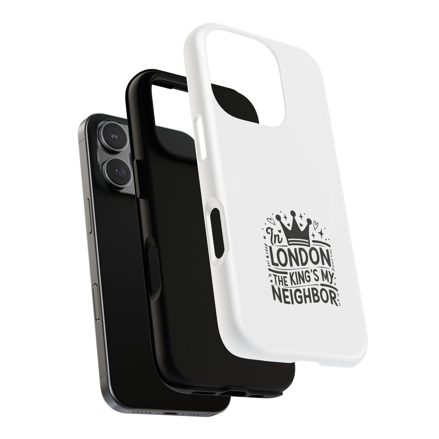 King's Neighbor Tough Magnetic Phone Case, London Style Case, Durable Phone Cover, Gift for Travelers, Black White Phone Accessory