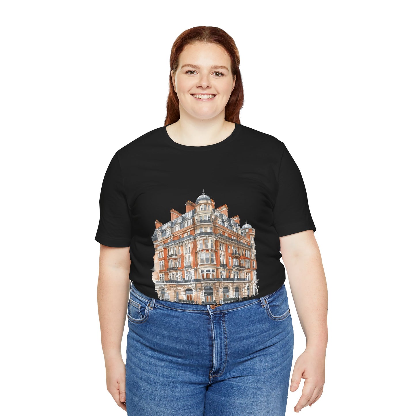 Unisex Jersey Short Sleeve Tee - British Vintage Building - Architectural Charm and Classic Appeal
