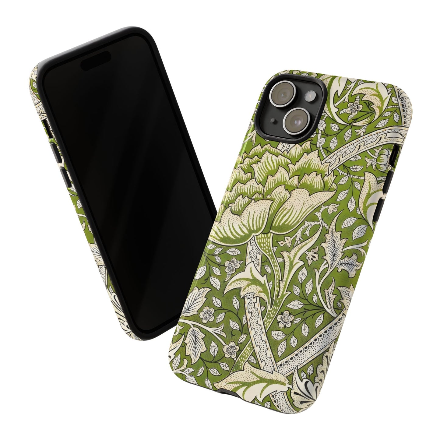 Stylish Phone Case with Floral Design, Durable Protective Cover for iPhone, Unique Gift for Birthdays, Mother's Day, Green Aesthetic