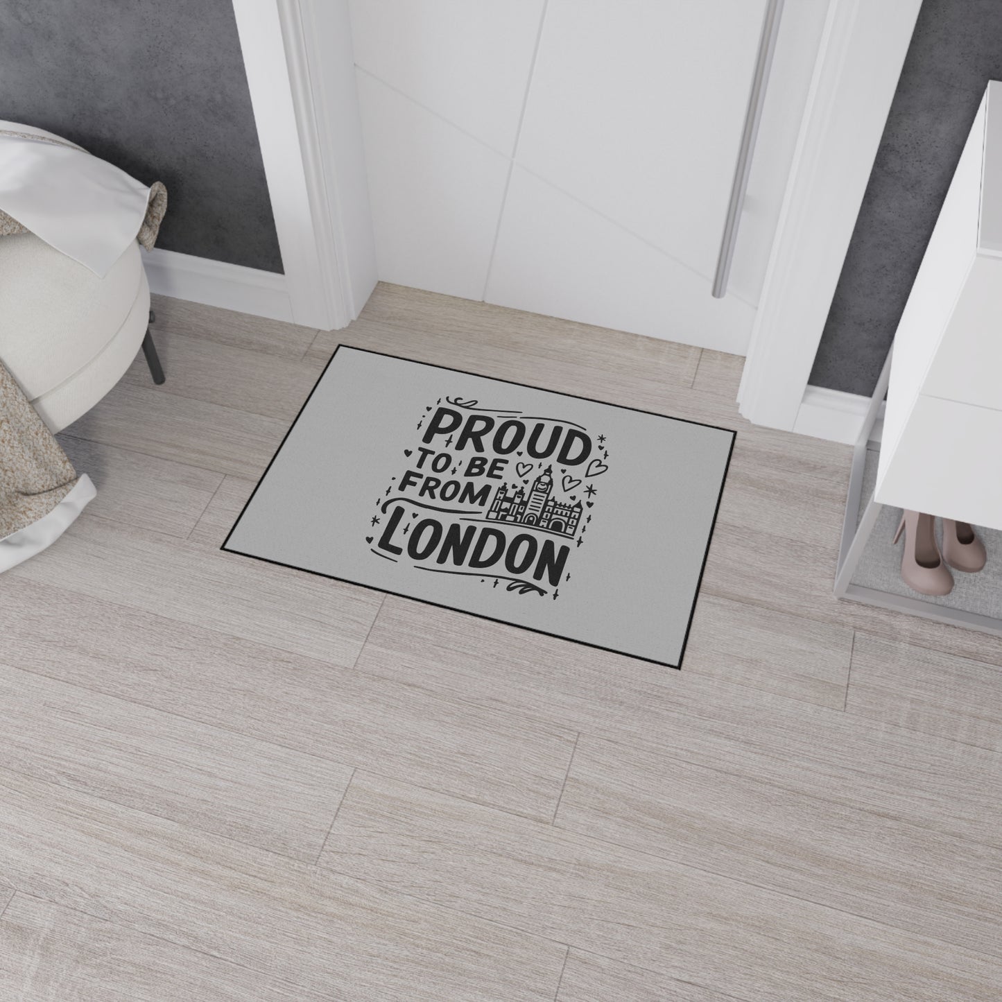 Proud London Floor Mat, Home Decor, Entryway Mat, Gifts for London Lovers, UK Pride, Personalized Floor Rug