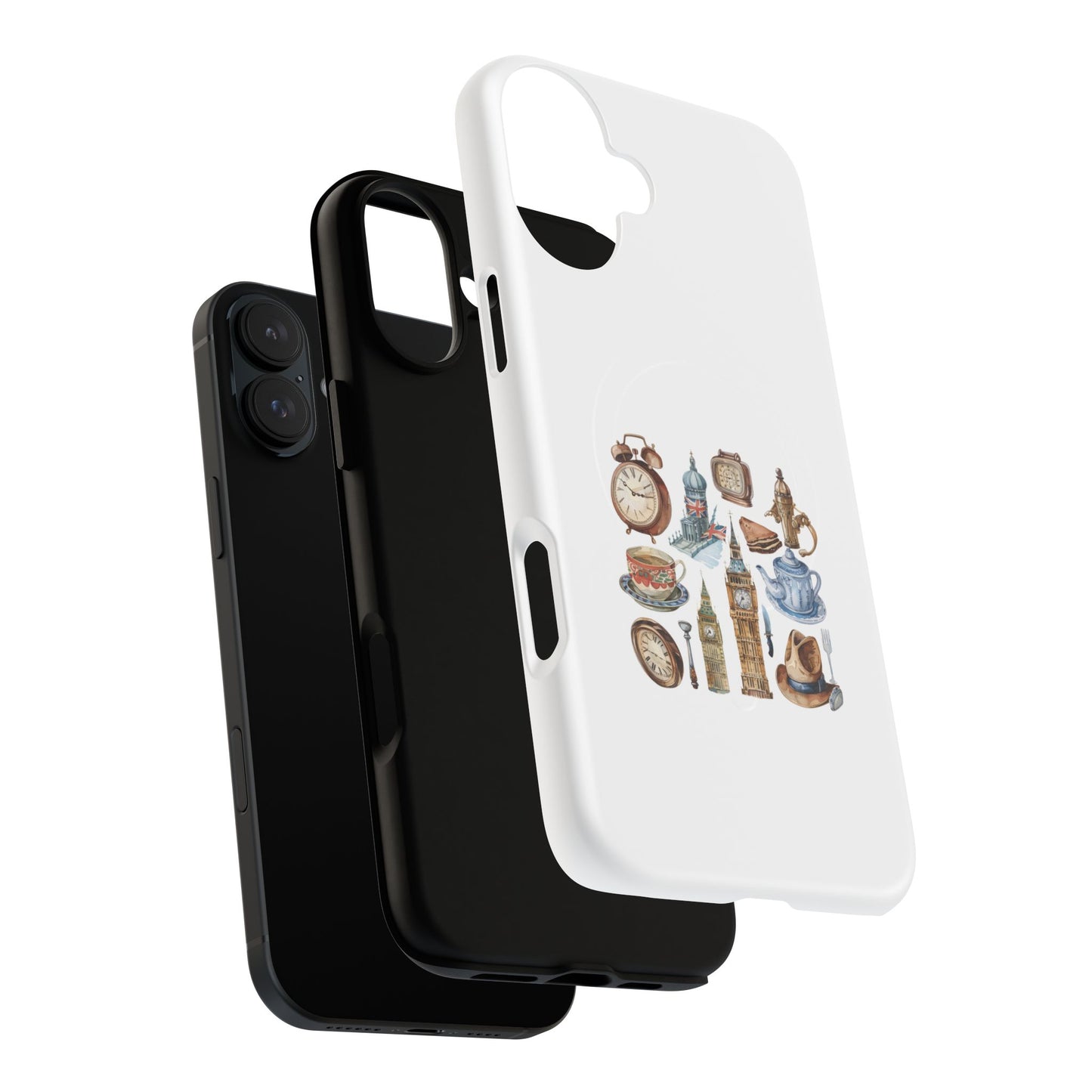 Tough Magnetic Phone Case with Vintage Clock Design, Durable Tech Accessories for Gift, Daily Use, Unique Style