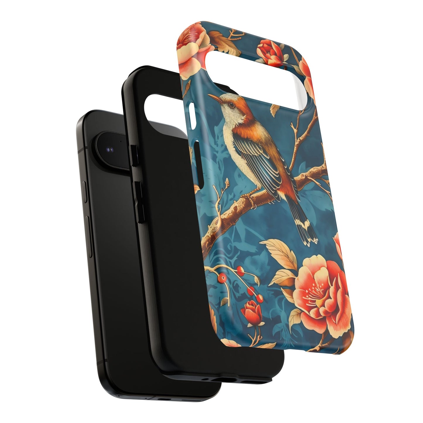 Bird & Floral Phone Case, Tough Cases for Nature Lovers, Gift for Her, Customizable Design, Vibrant Tech Accessories