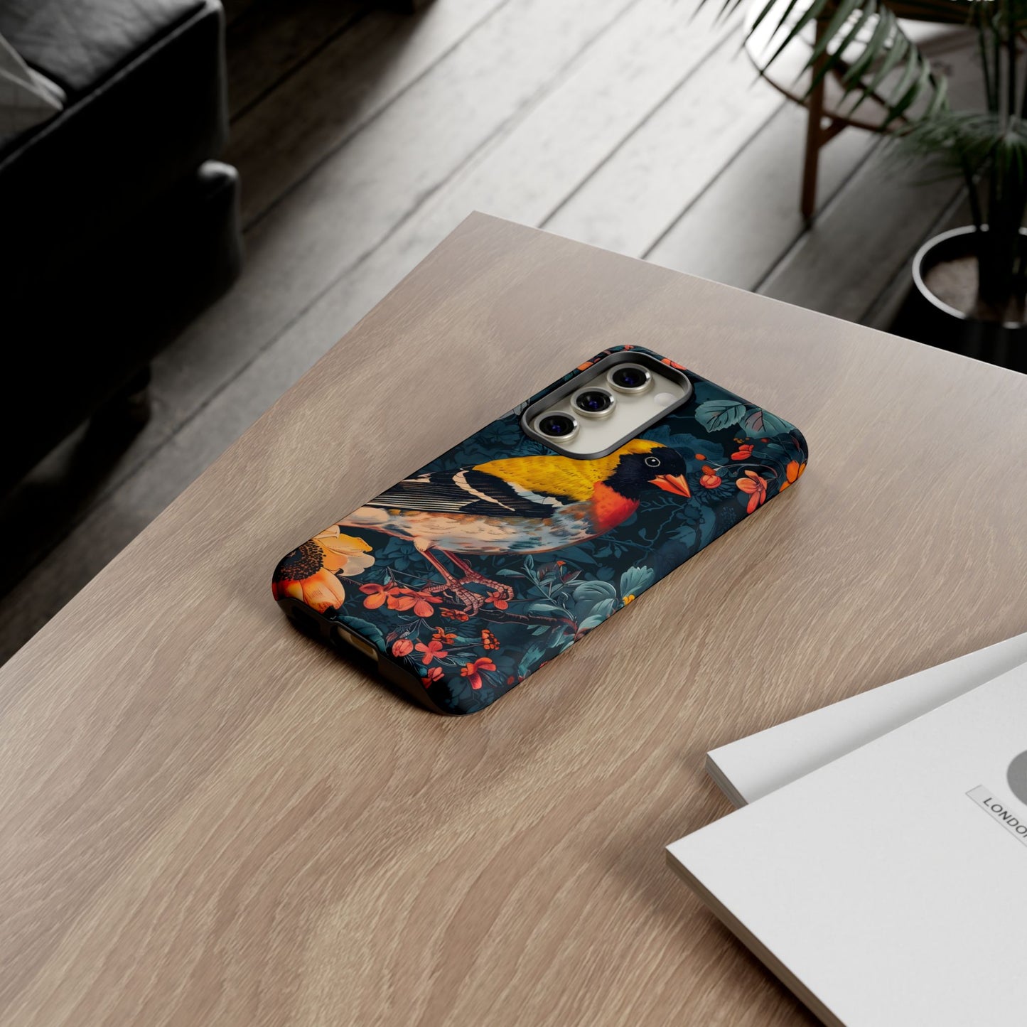 Colorful Bird Phone Case, Floral Phone Cover, Tough Phone Protector, Nature Lover Gift, Botanical Case, Unique Mobile Accessory