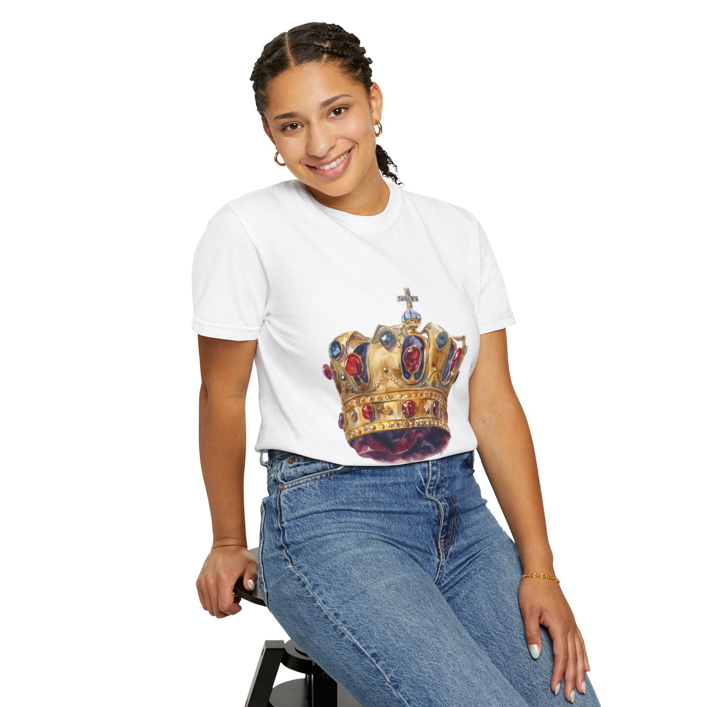 Unisex Garment-Dyed T-shirt - British Royal Crown Design - Iconic Symbol of Monarchy