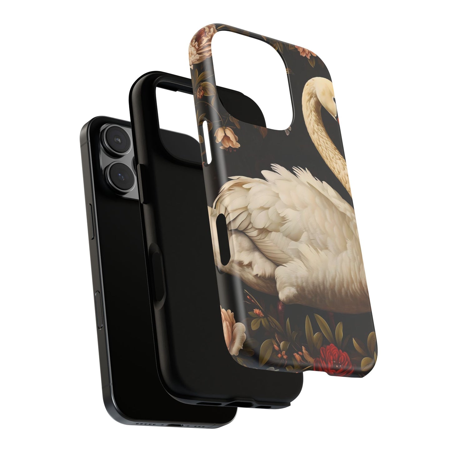 Elegant Swan Phone Case, Floral iPhone Cover, Tough Phone Case, Gift for Her, Nature Lover, Mother's Day, Birthday