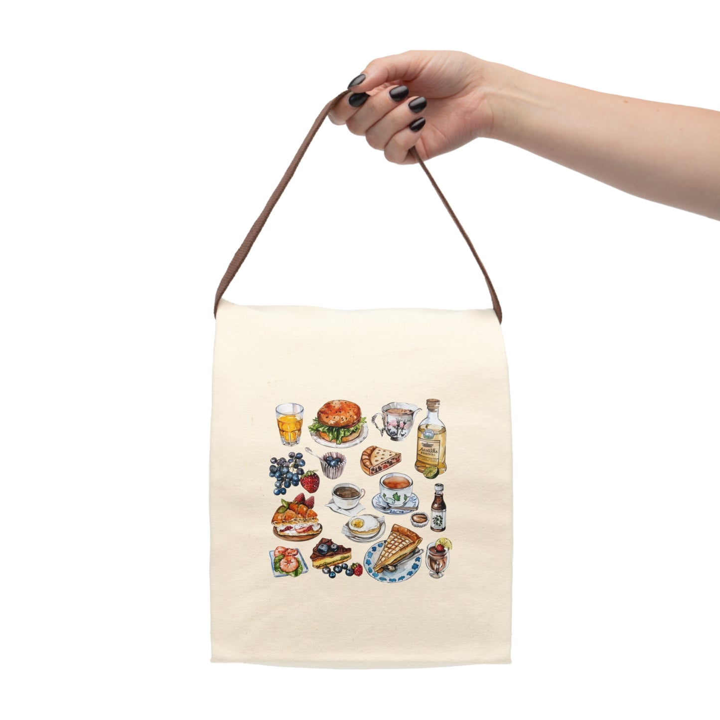 London-Themed Canvas Lunch Bag With Strap