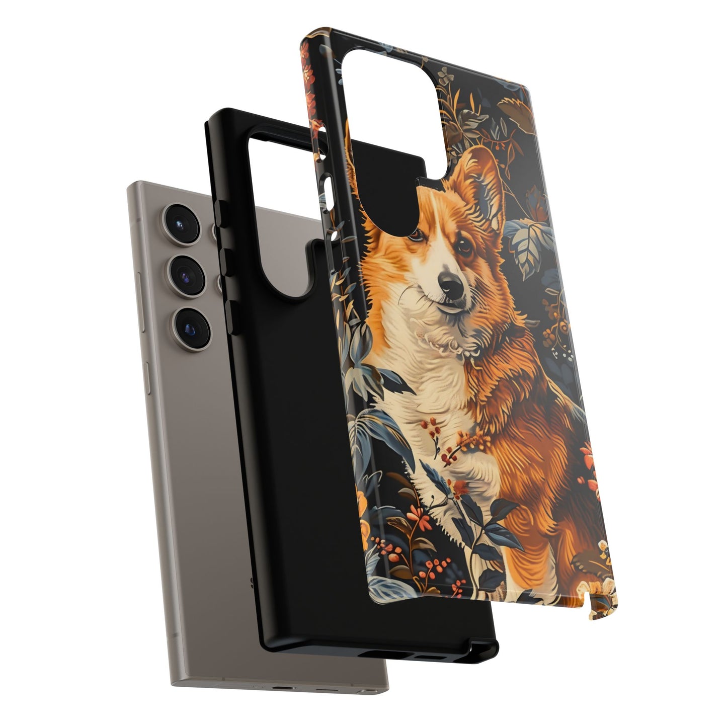 Corgi Floral Phone Case - Tough Cases for Dog Lovers, Cute Pet Accessories, Gift for Dog Owners, Floral Design, Personalized Tech Cover