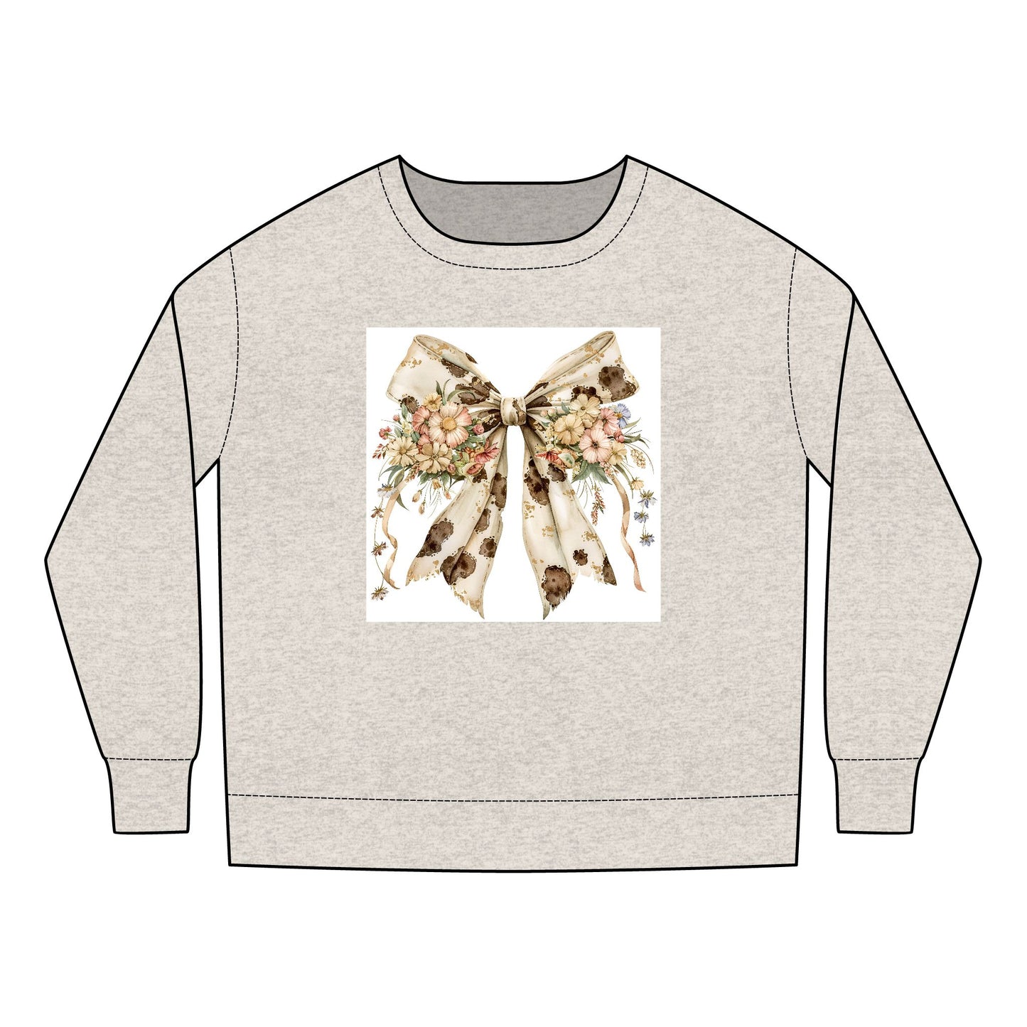 Toddler Sweatshirt - Western Floral Bow with Cow Pattern Aesthetic - Cozy & Adorable Kids Apparel